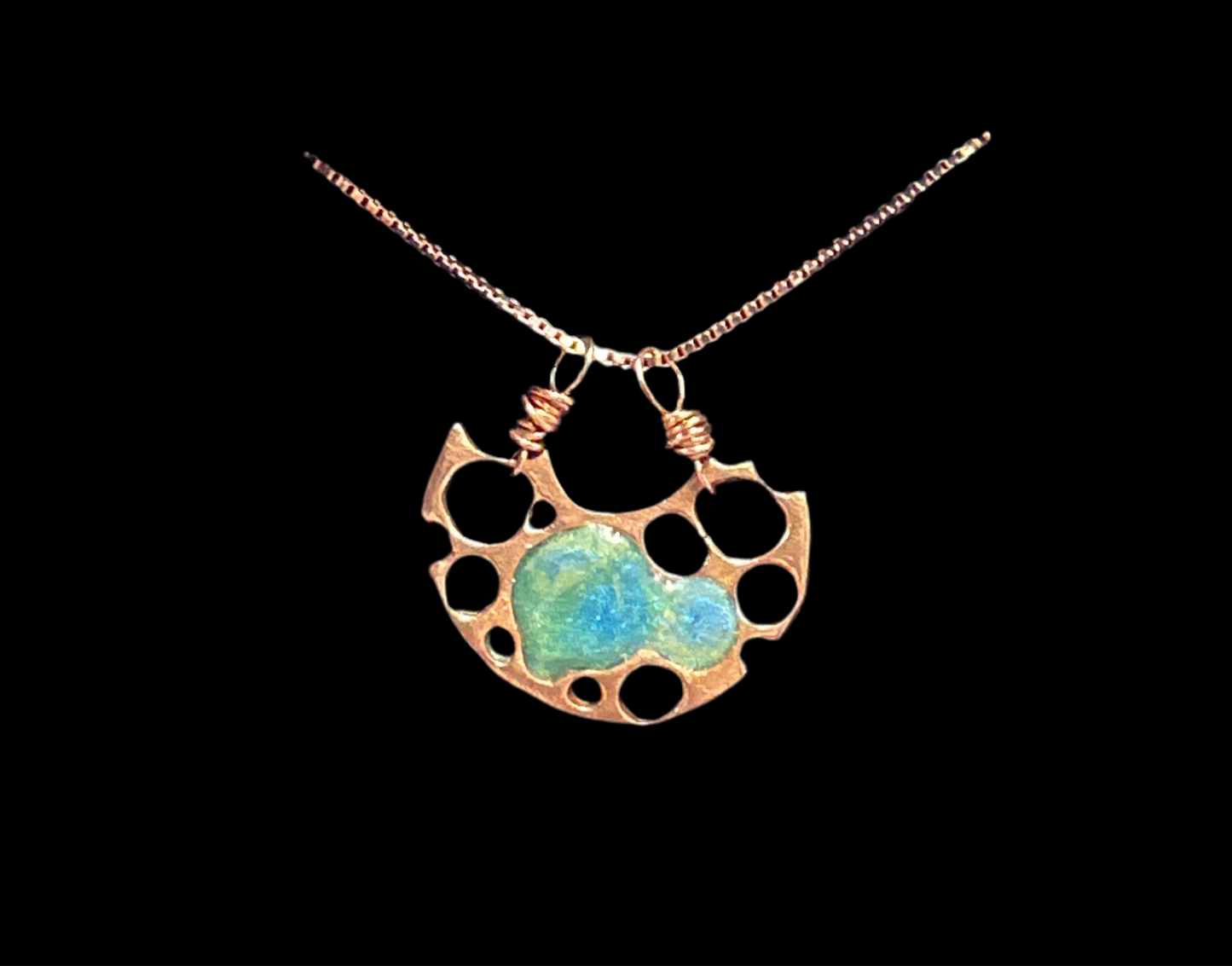 Copper pendant with coloured resin