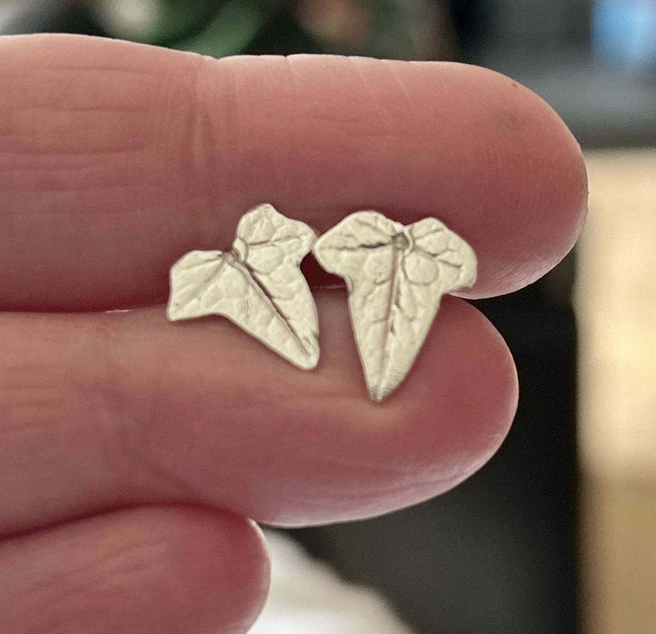 Silver leaf earrings (small drop or stud)