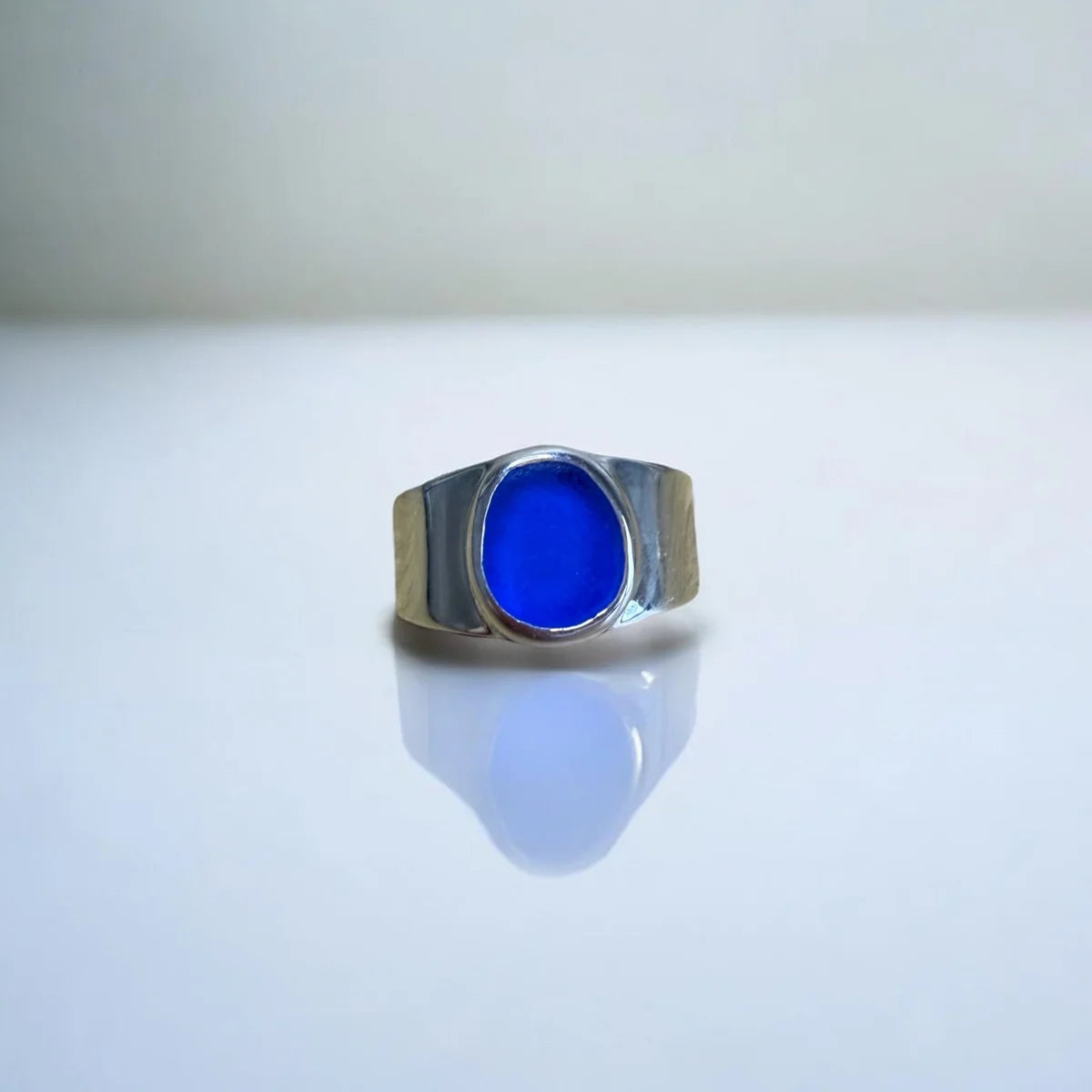 DEEP BLUE SEA-WORN GLASS RING