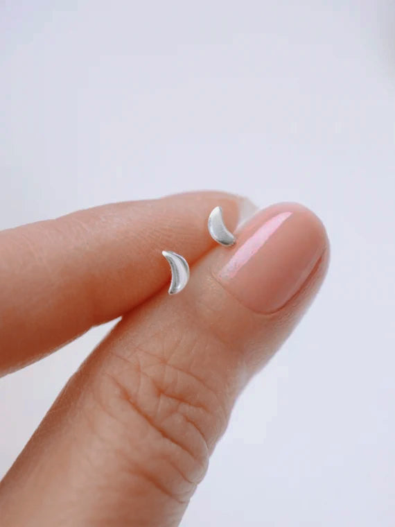 Tiny Crescent moon studs