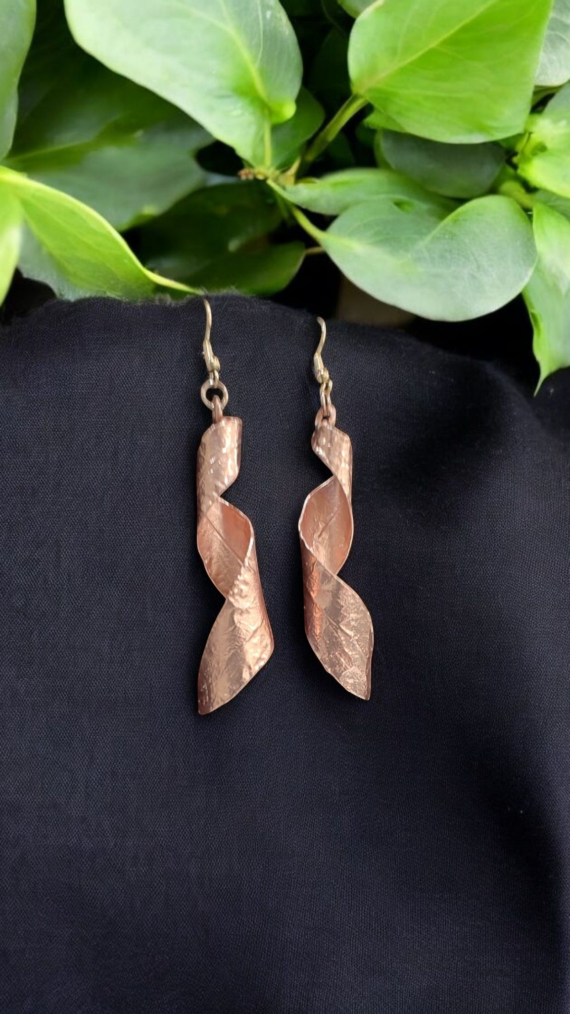 Copper Earrings “Grace” Made from Linden Bract