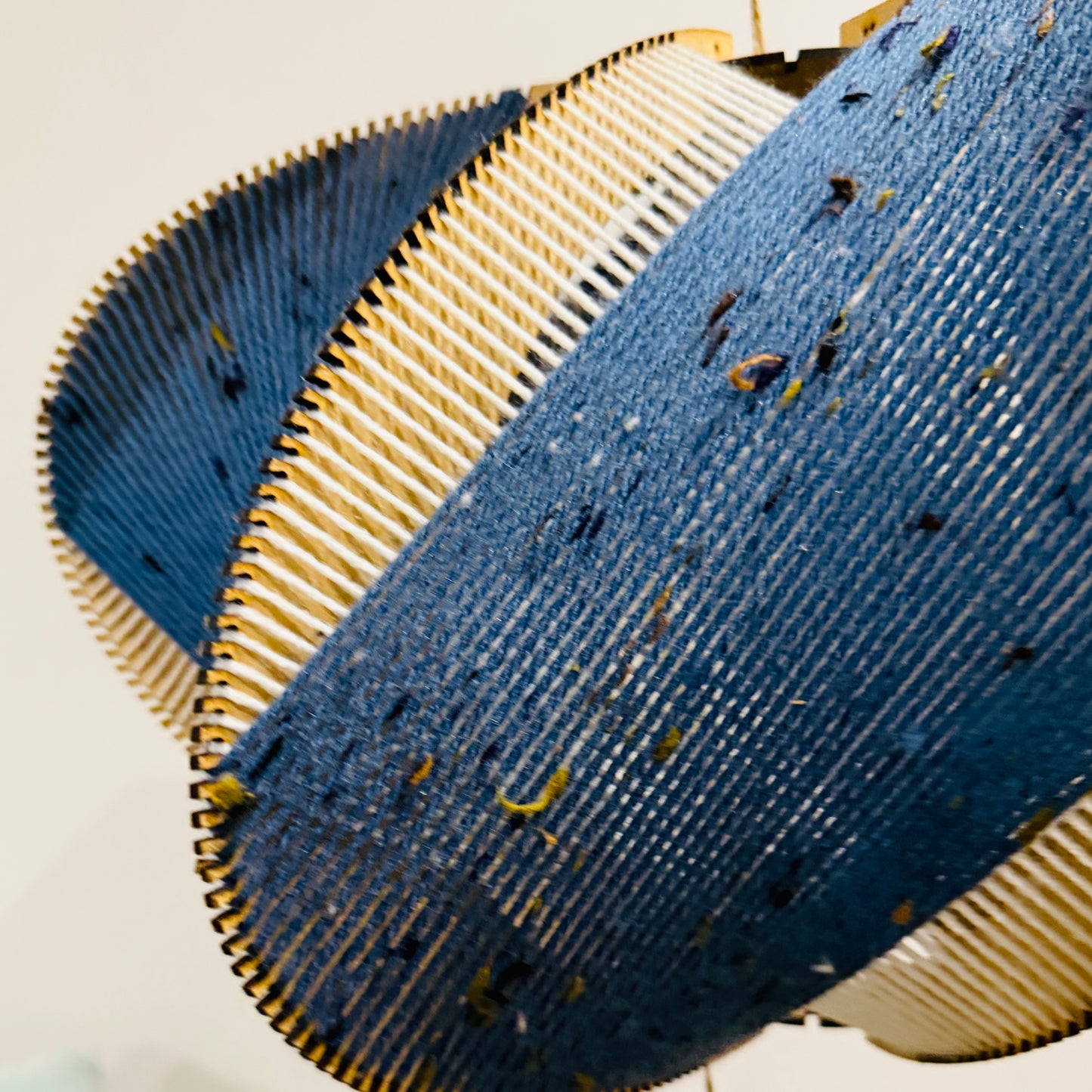 Tweed Blue & Cream Oval Lampshade