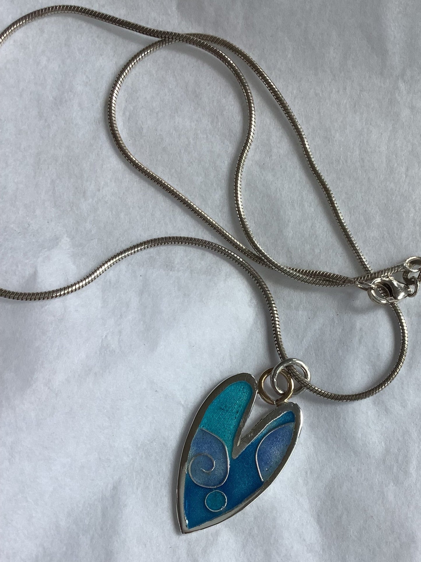Enamel and silver lg heart pendant