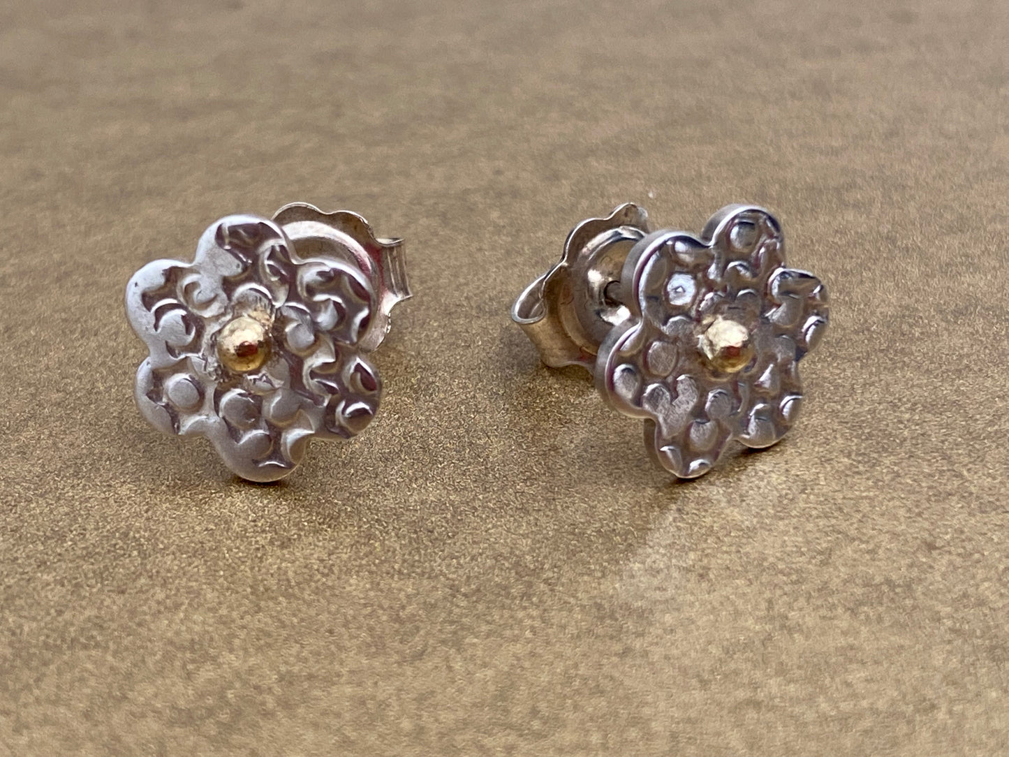 Marigold Silver and Gold Stud Earrings