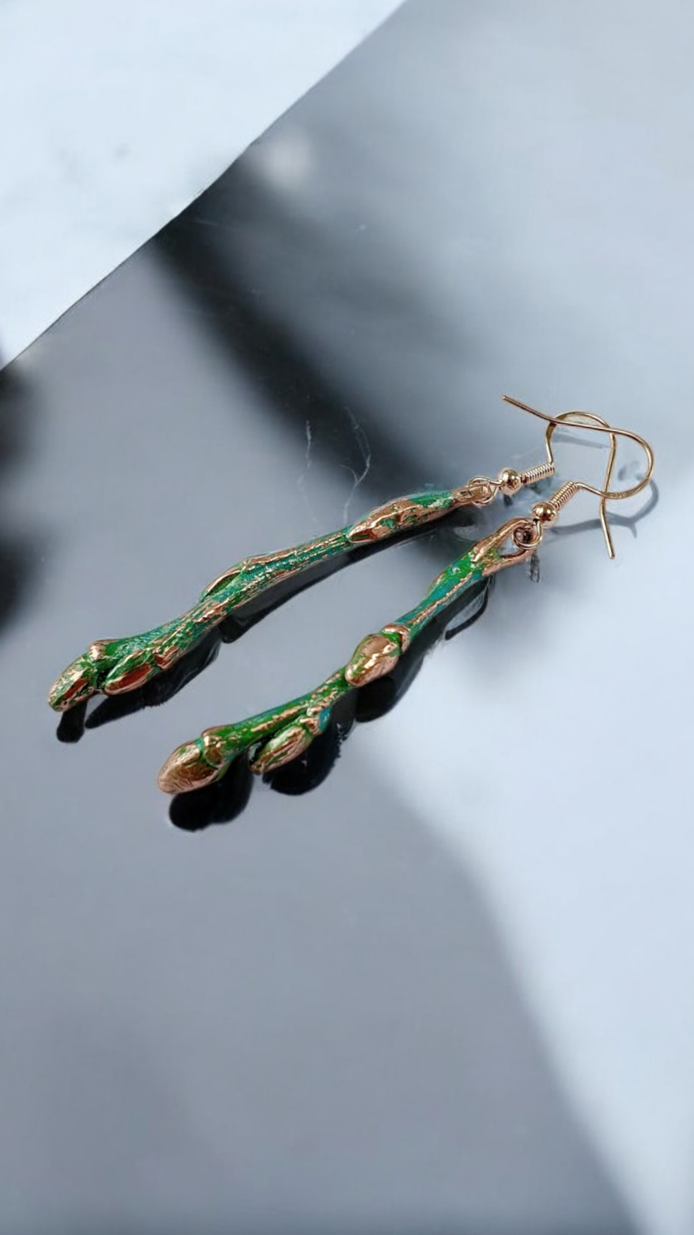 Earrings “Spring Sprouts” — Real Twigs in Copper & Patina