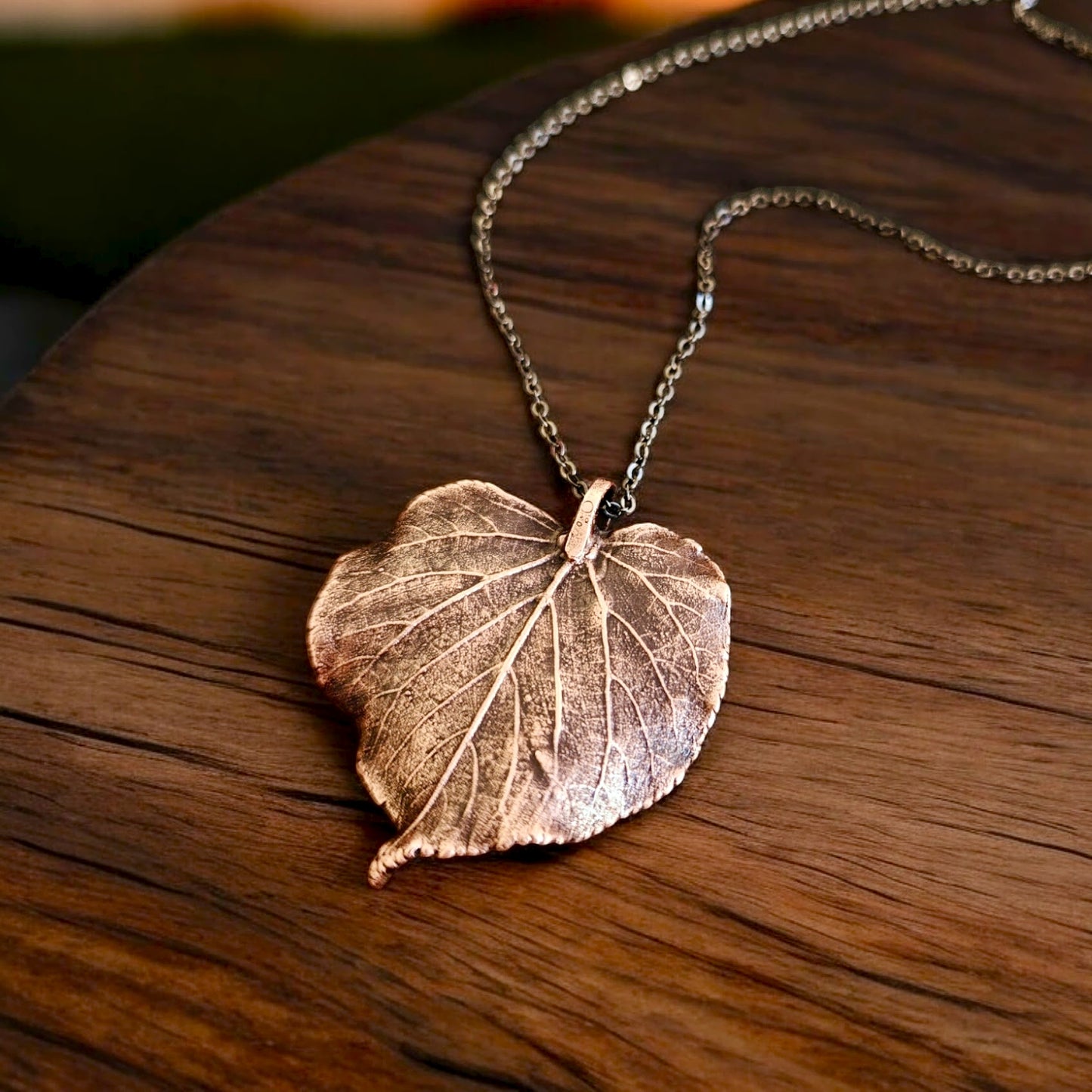 17 Copper Linden Leaf Pendant