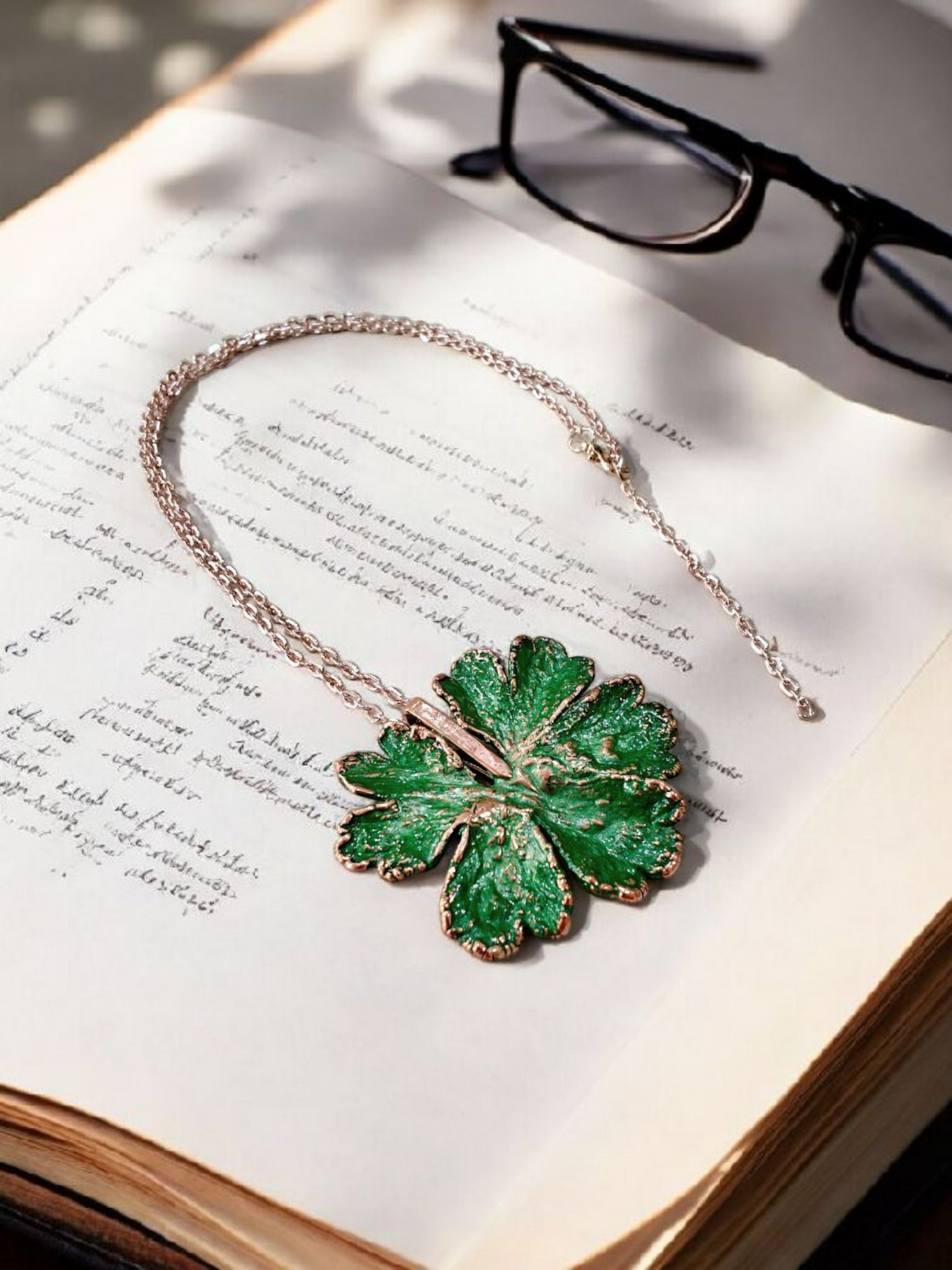Copper “Meadow Emerald Leaf” — Real Leaf & Patina