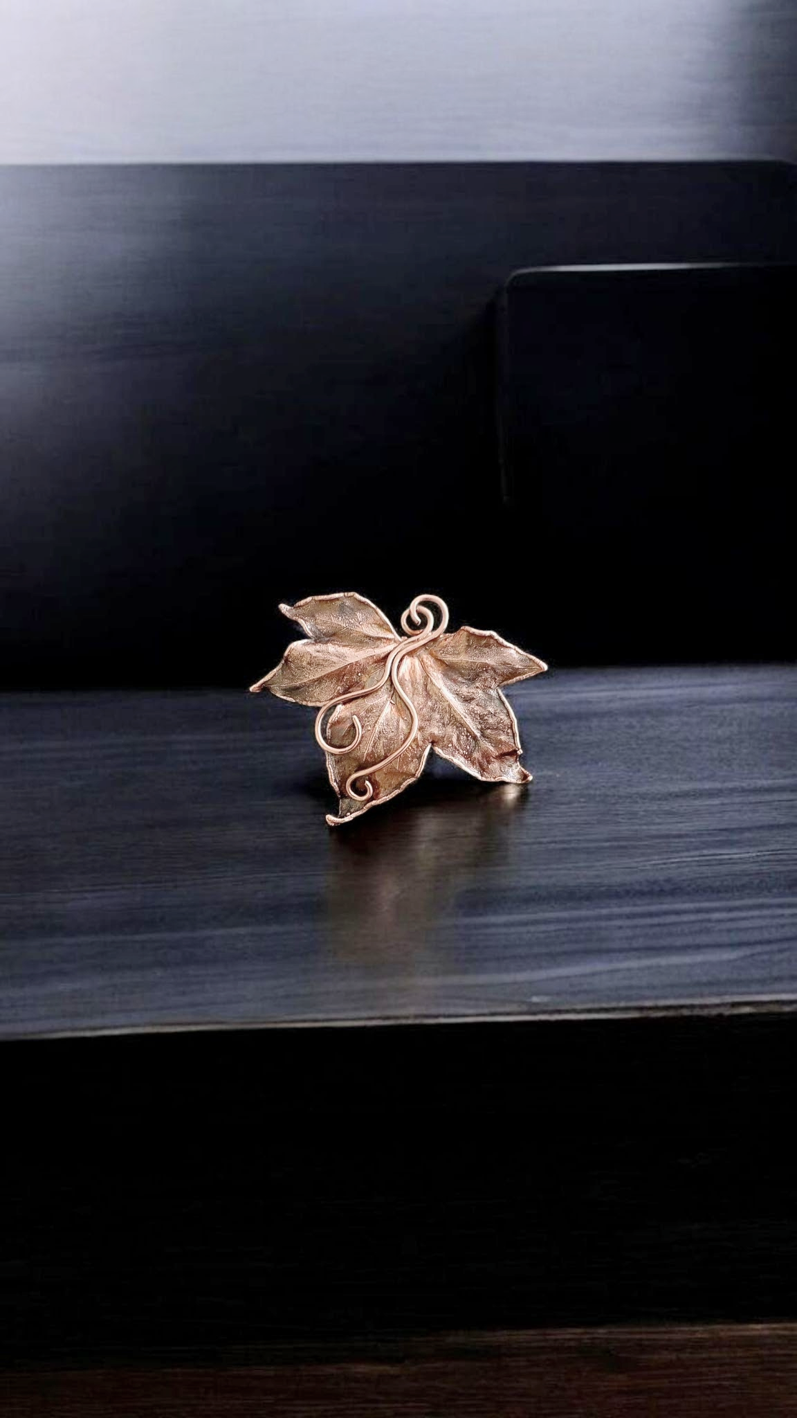 Copper Maple Leaf Brooch — Classic Patina
