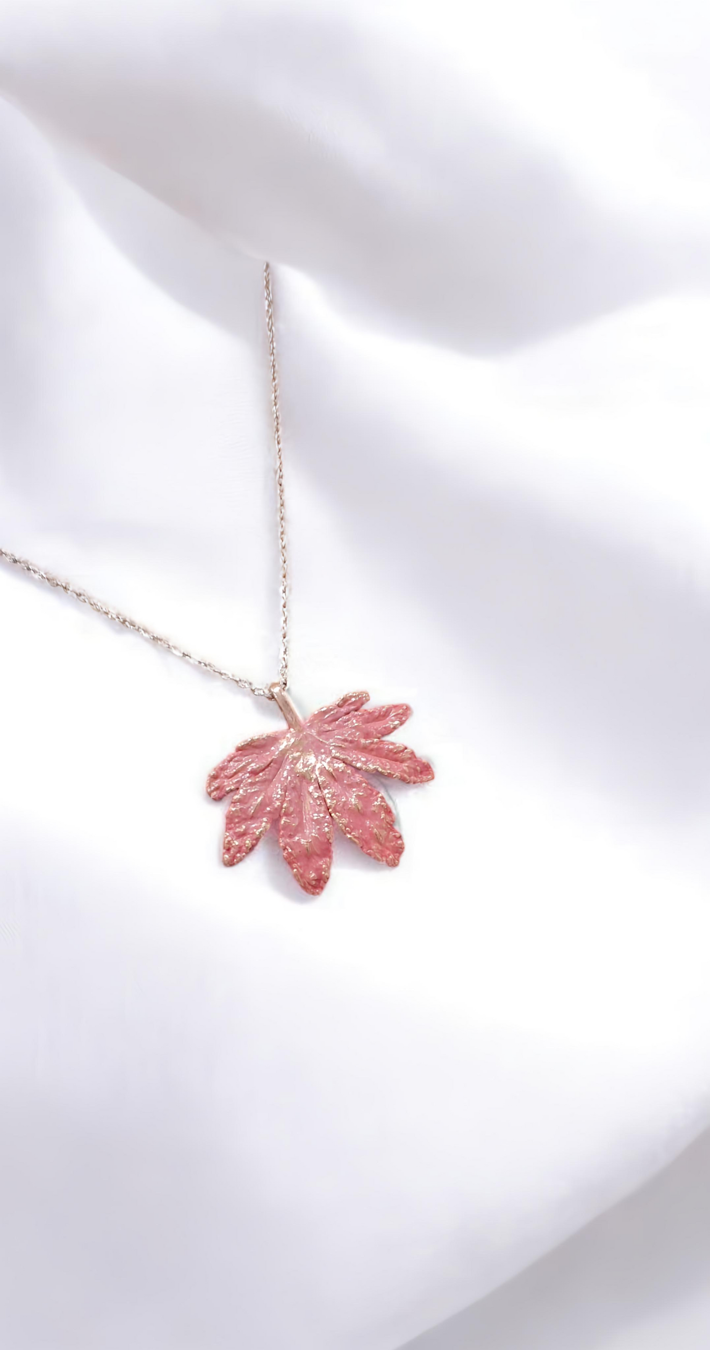 Copper Pendant “Coral Japanese Maple”