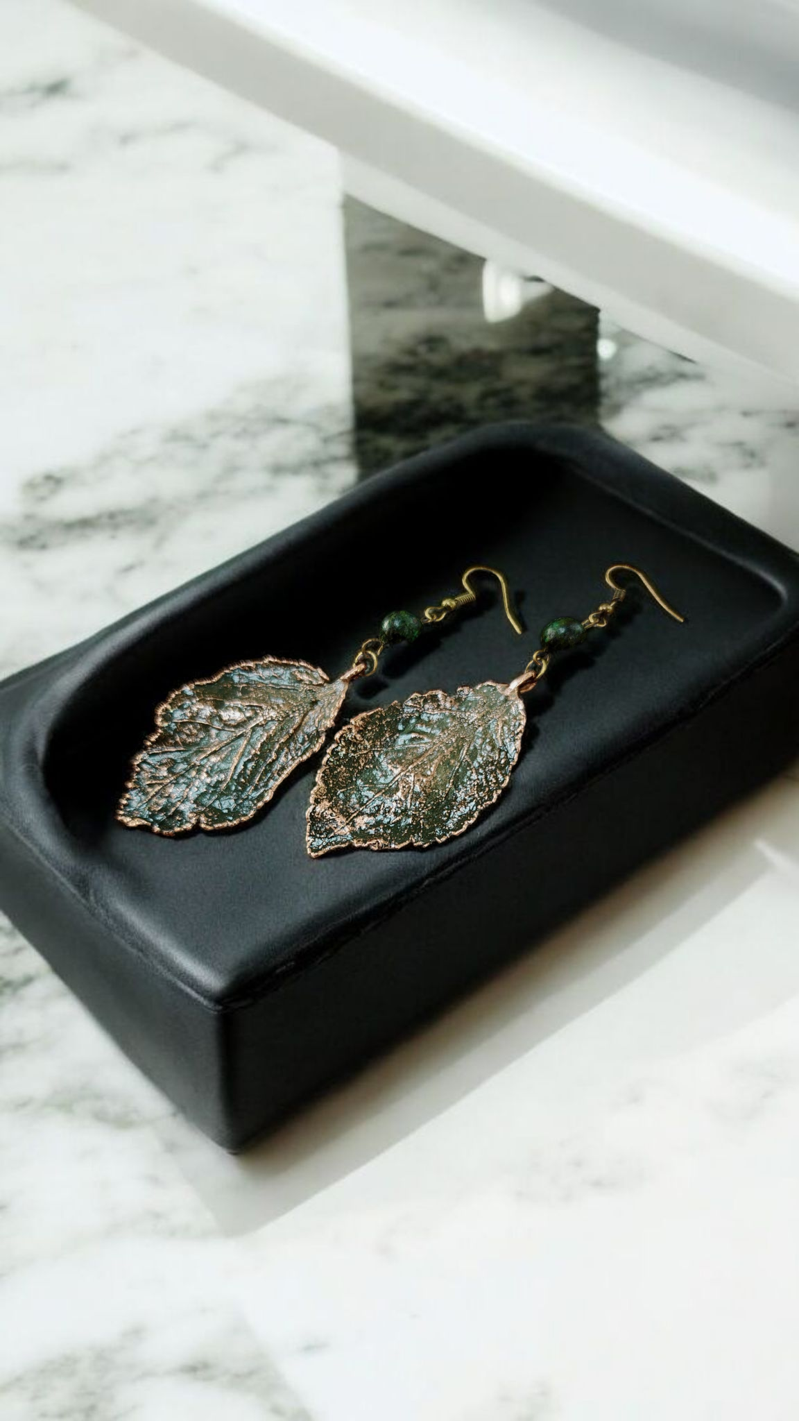 Copper Earrings “Forest Marble”