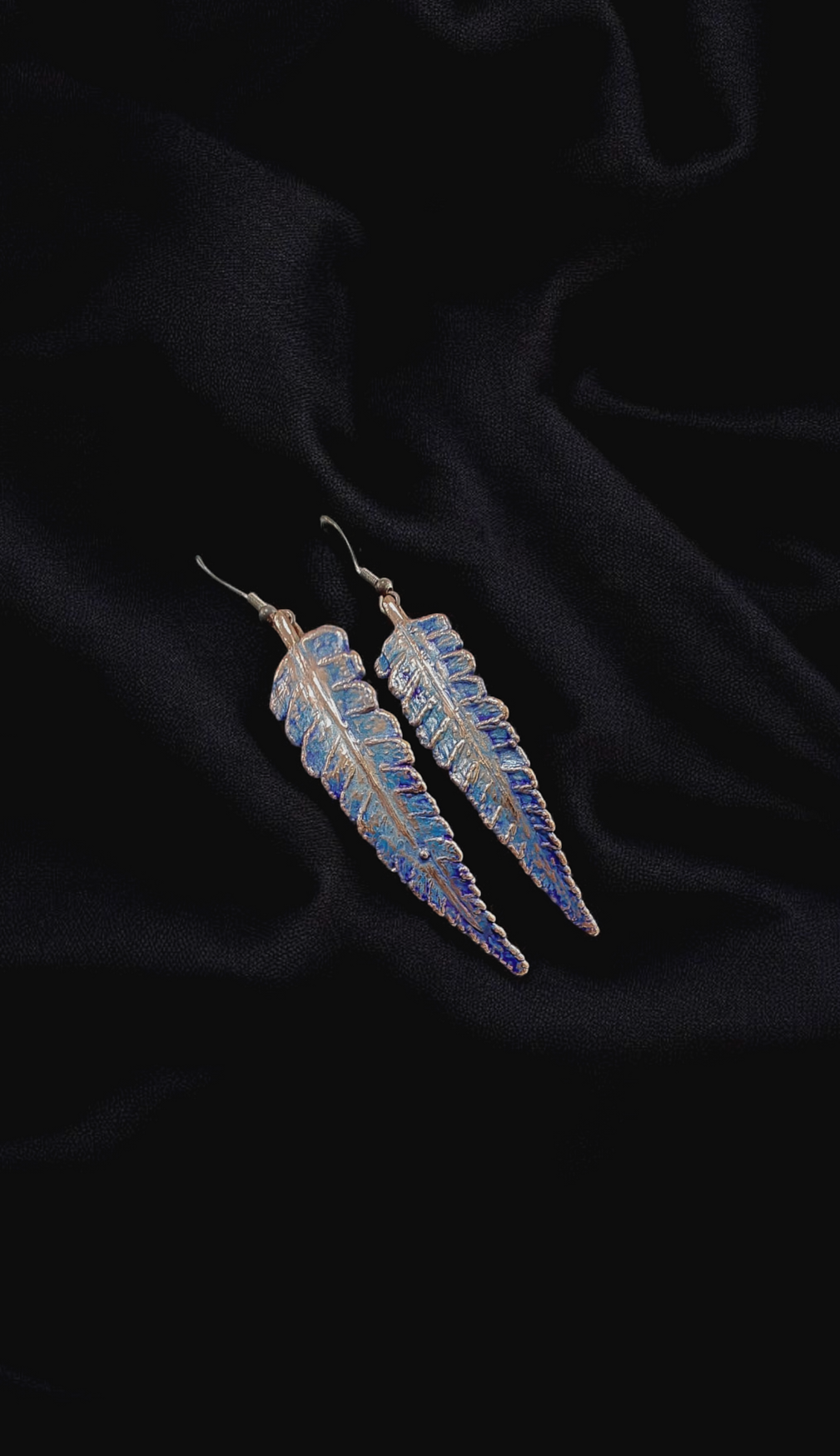 Earrings "Copper Fern in Azure"