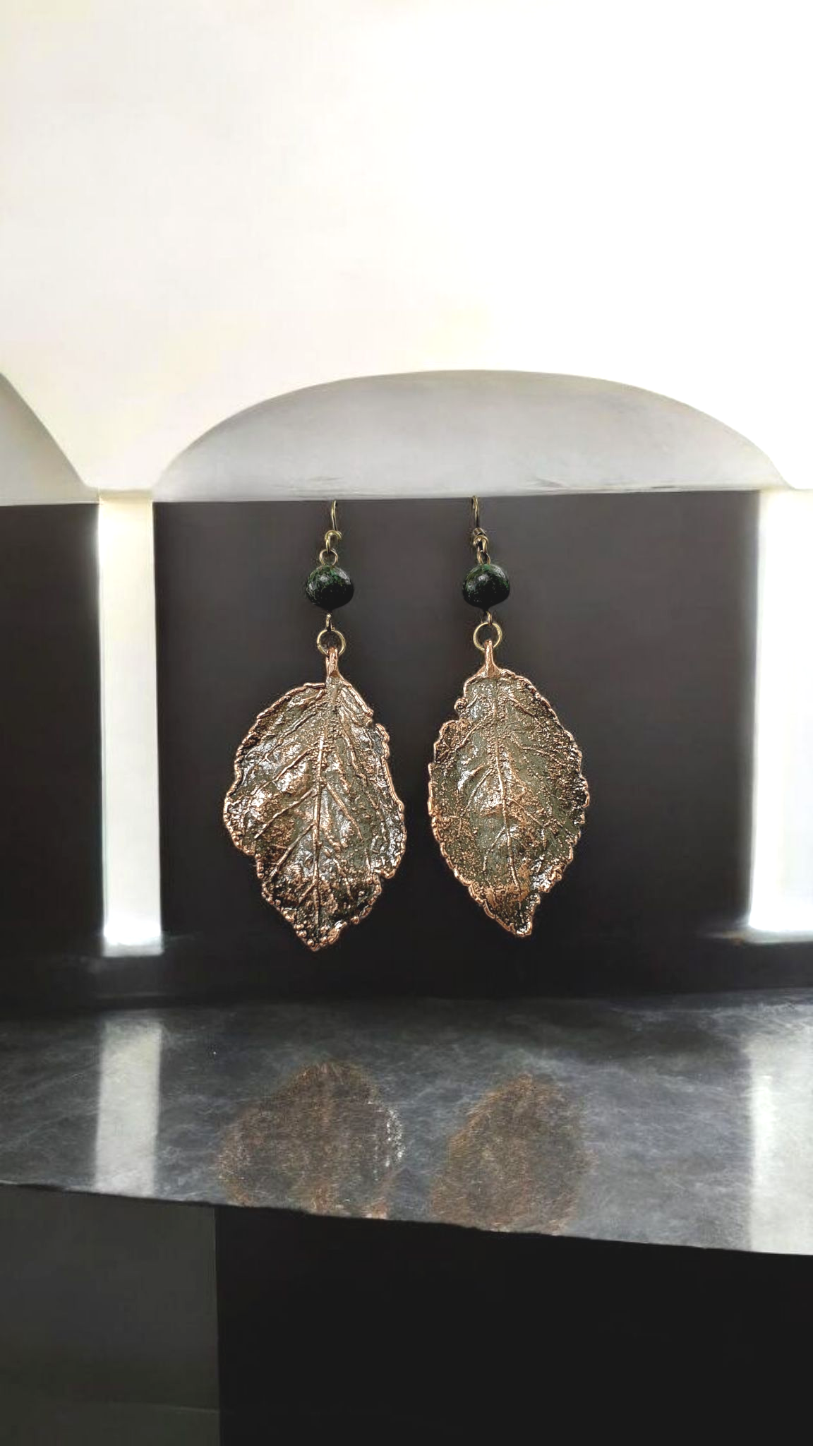 Copper Earrings “Forest Marble”