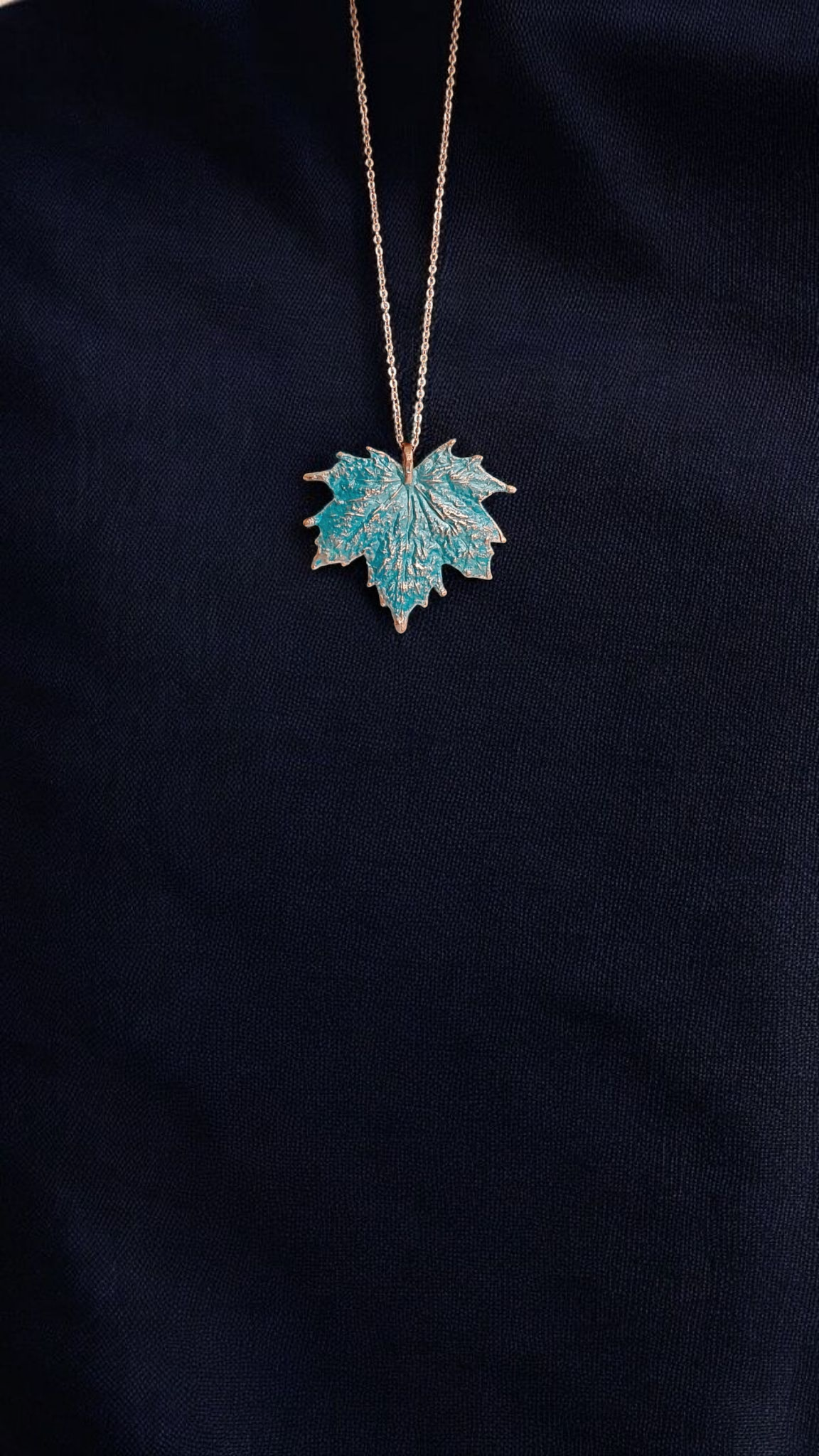 Copper Pendant “Turquoise Maple”