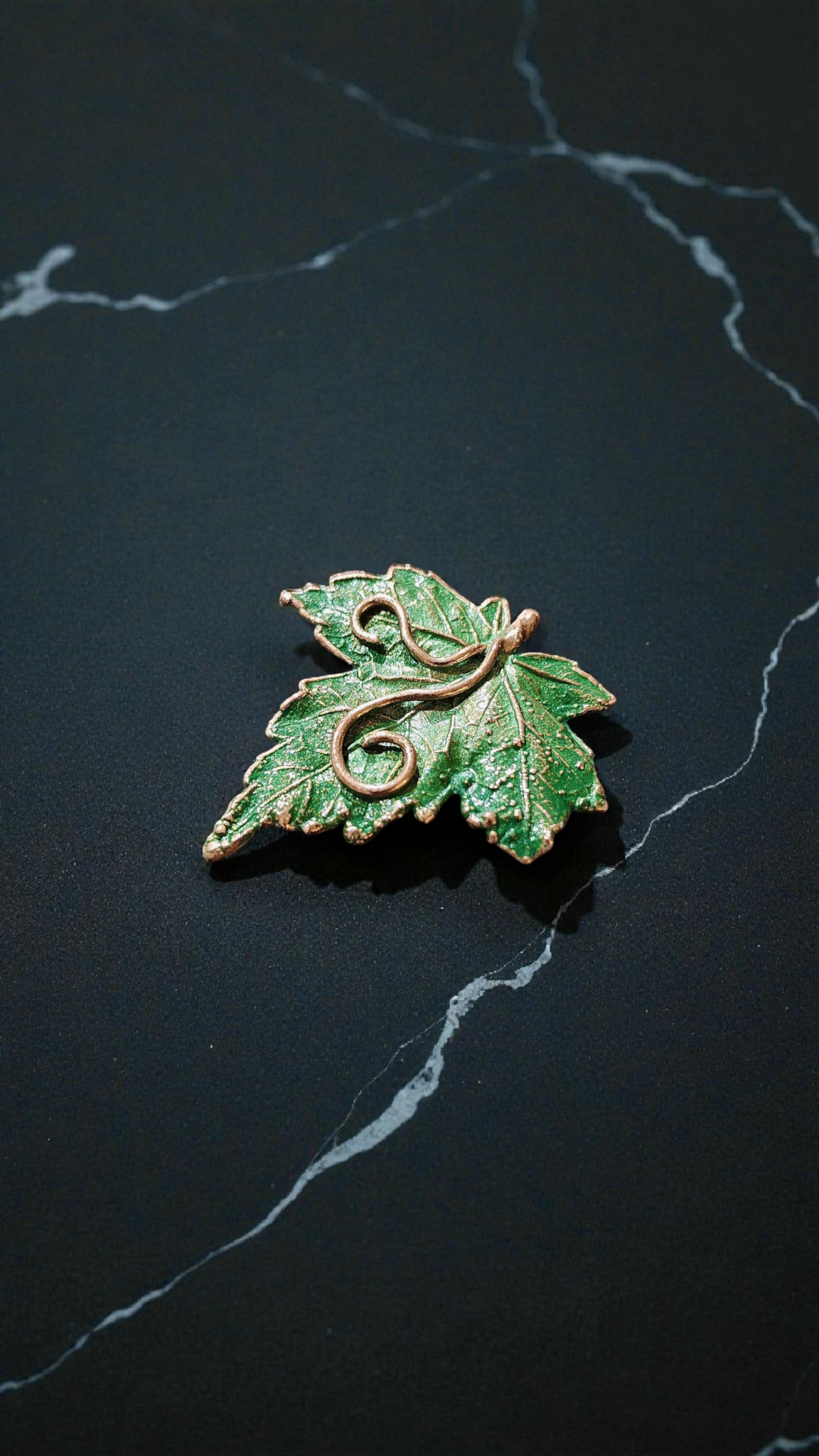 7. “Vine Leaf” – Copper Wild Grape Brooch