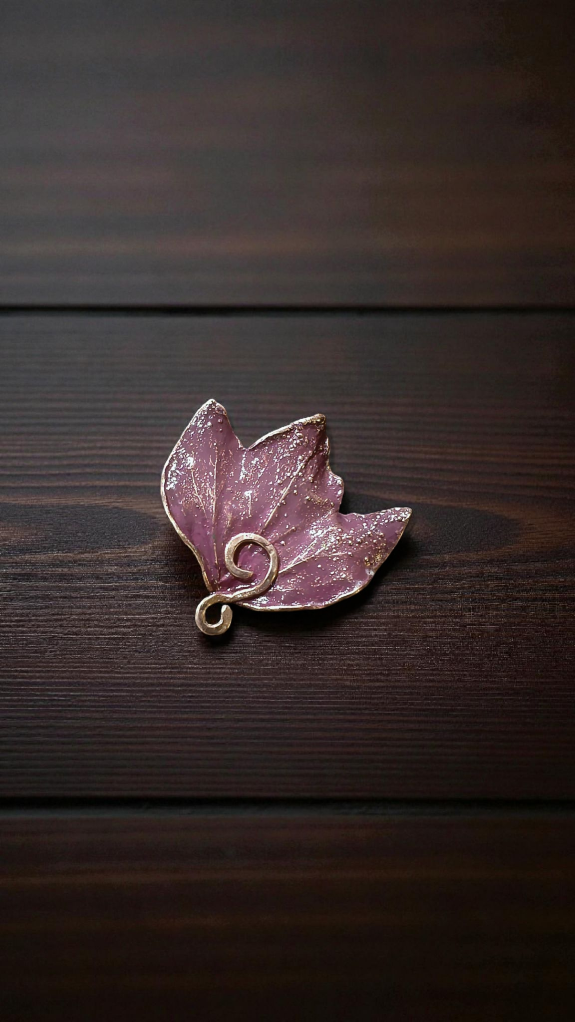 6. “Plum Powder” – Copper Ivy Leaf Brooch