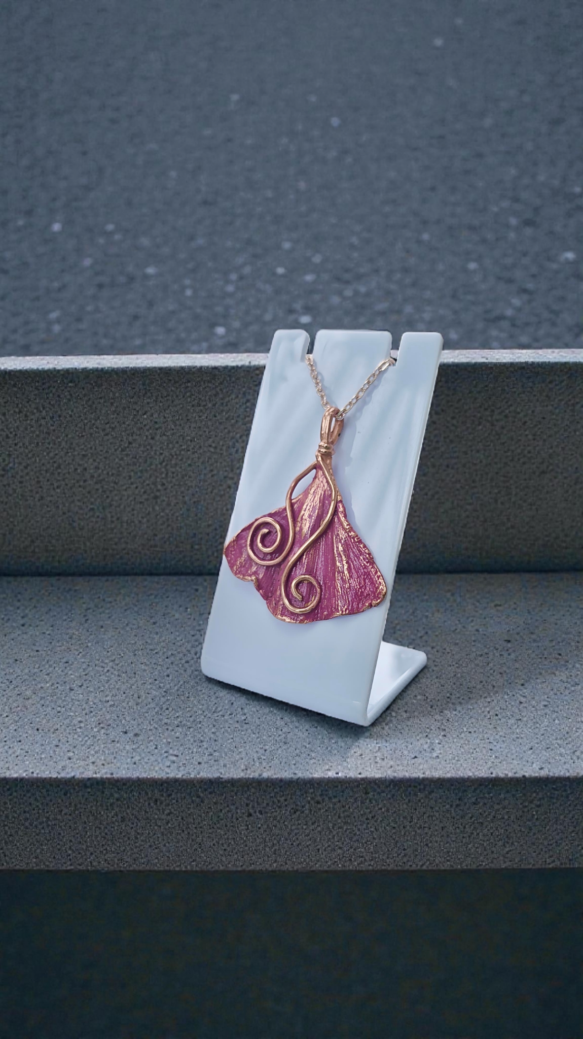 46 Copper Pendant “Purple Ginkgo”