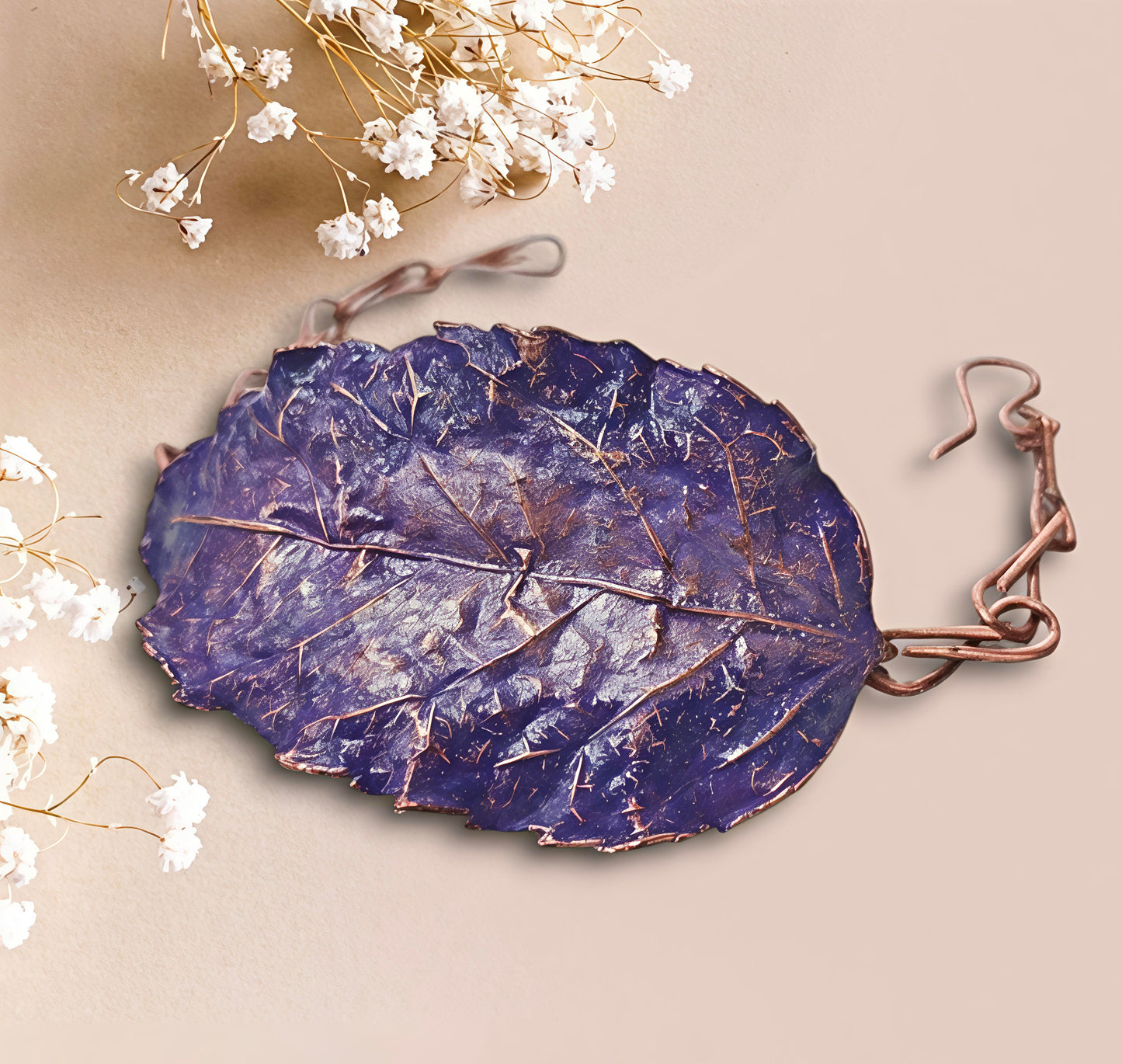 52 Copper Rose Leaf Bracelet in Lavender Patina