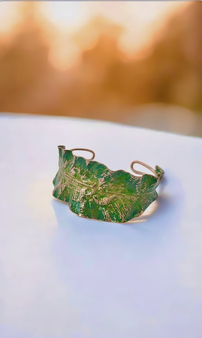 51 Copper Bracelet Made from a Natural Fern Leaf