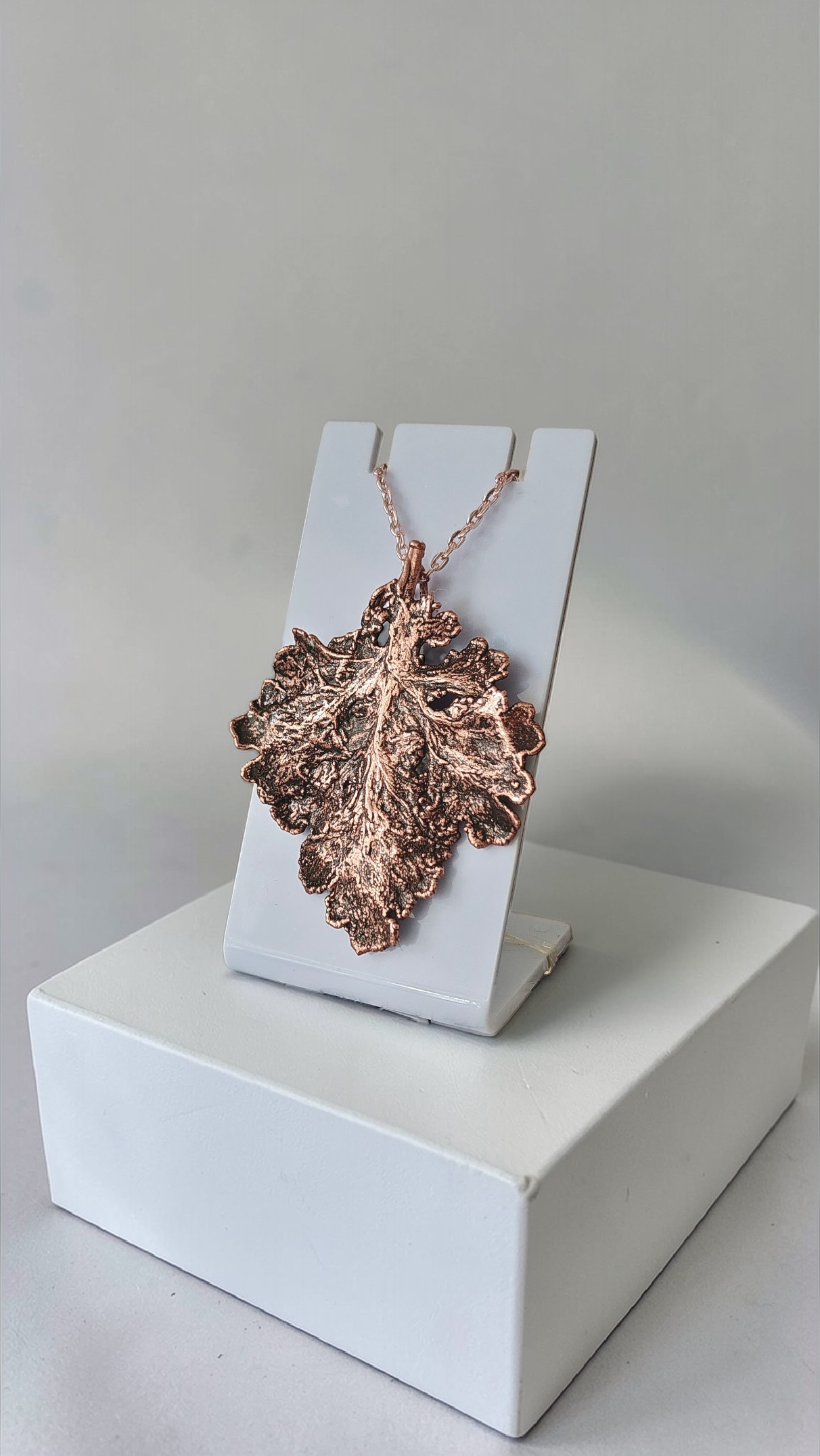 88 Meadow Leaf in Olive Patina Copper Pendant