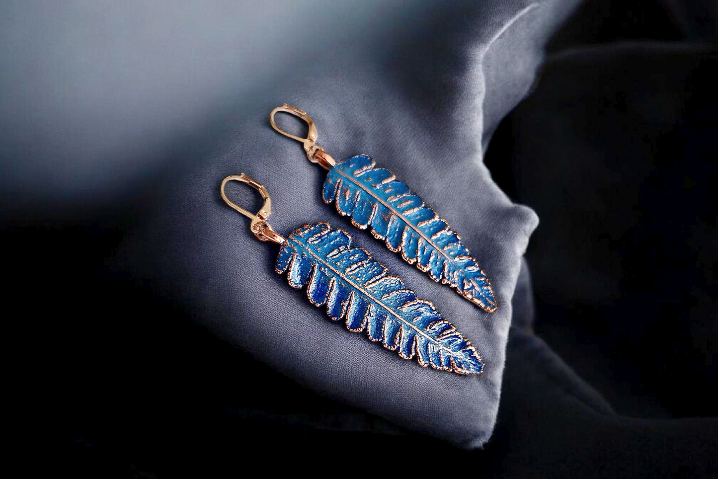65 Earrings “Fern. Blue Patina”