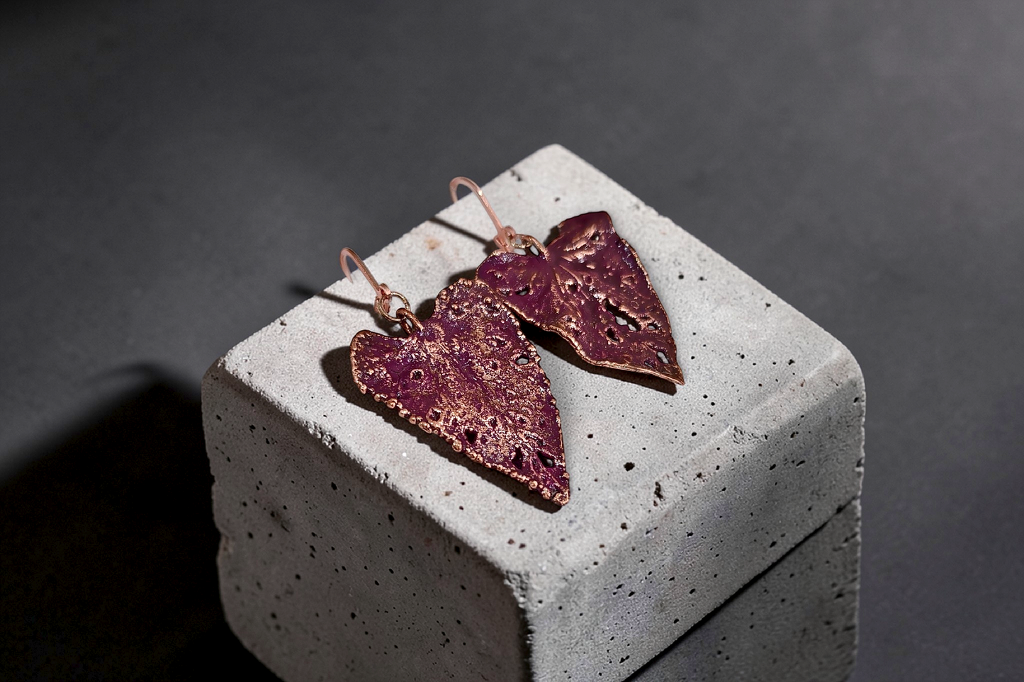 68 Earrings “Bindweed. Wine Patina”