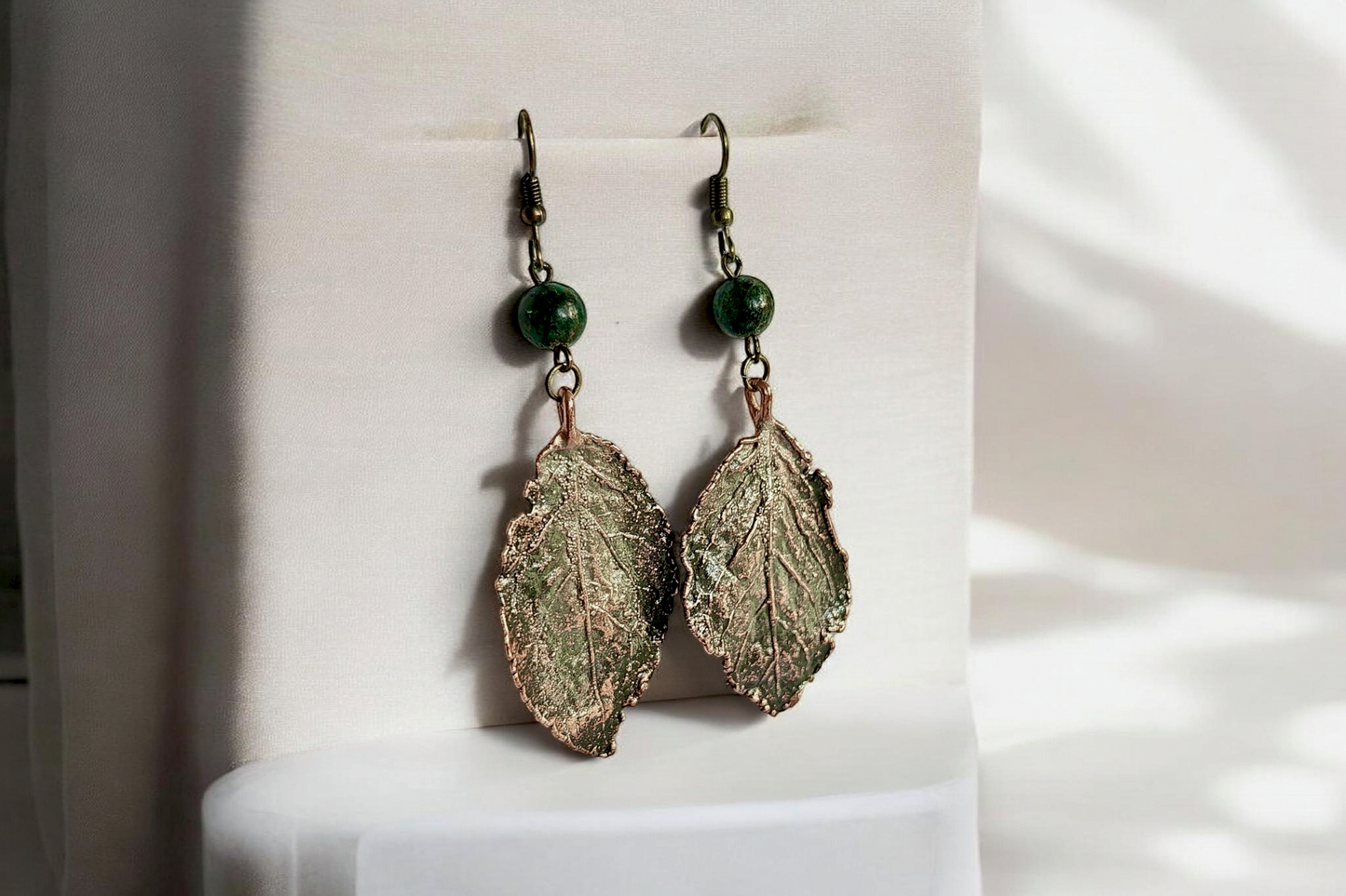 69 Earrings “Cherry Oak. Olive Patina”