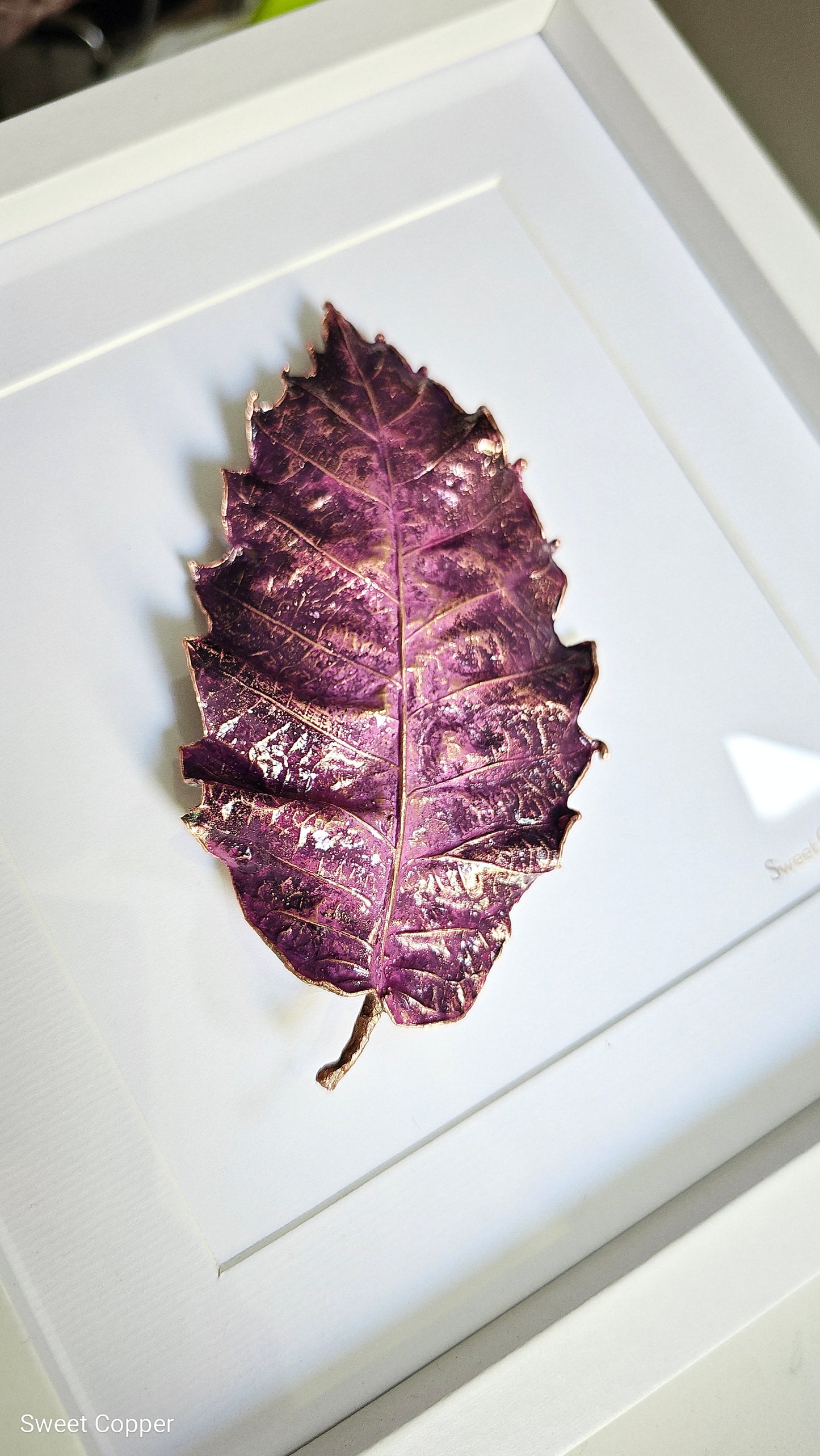 10. PIGS BACK. Purple Lustre – Framed Copper Chestnut Leaf Interior Art
