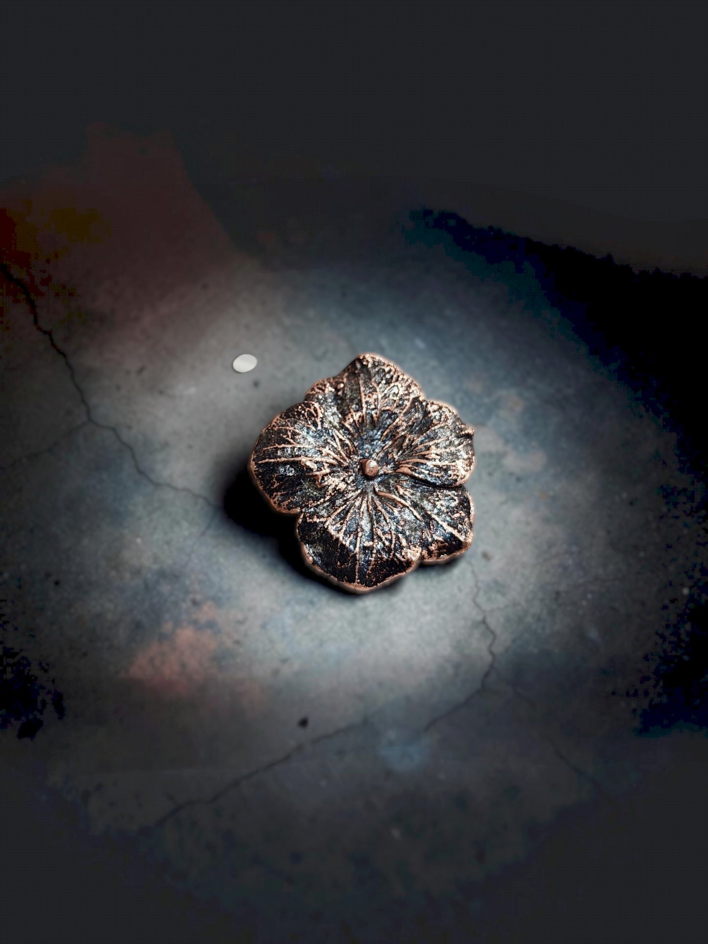 3/3 Graphite Hydrangea Flower – Copper Brooch