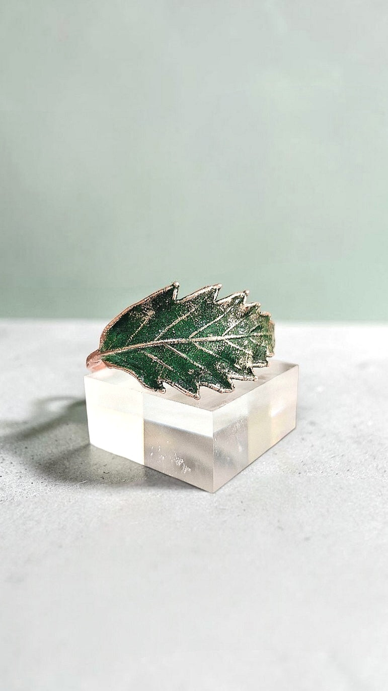 4/7 Green Chestnut Leaf – Copper Cuff Bracelet