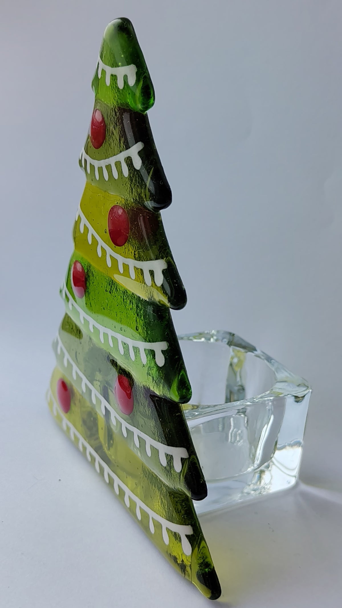 Fused Glass Christmas Tree Tealight Holder