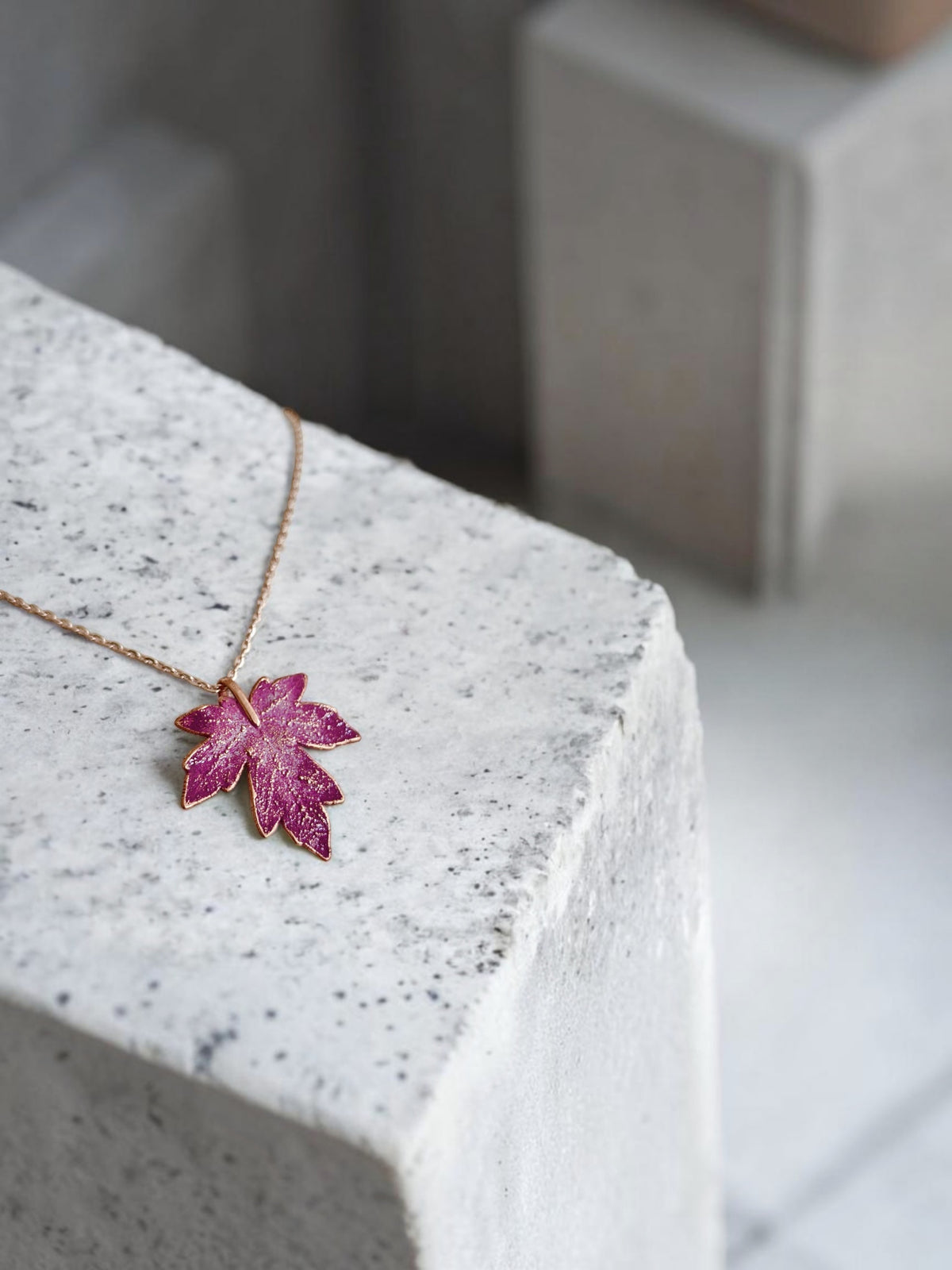 136 Mauve Patina Maple Leaf Pendant