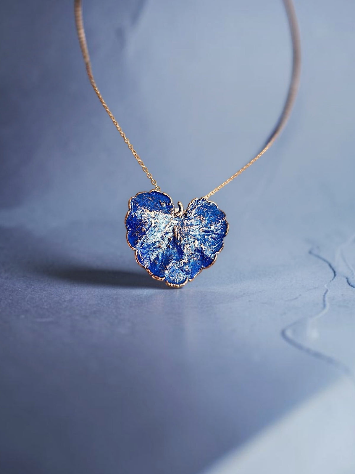 145. Alchemilla Leaf Pendant — Indigo Patina