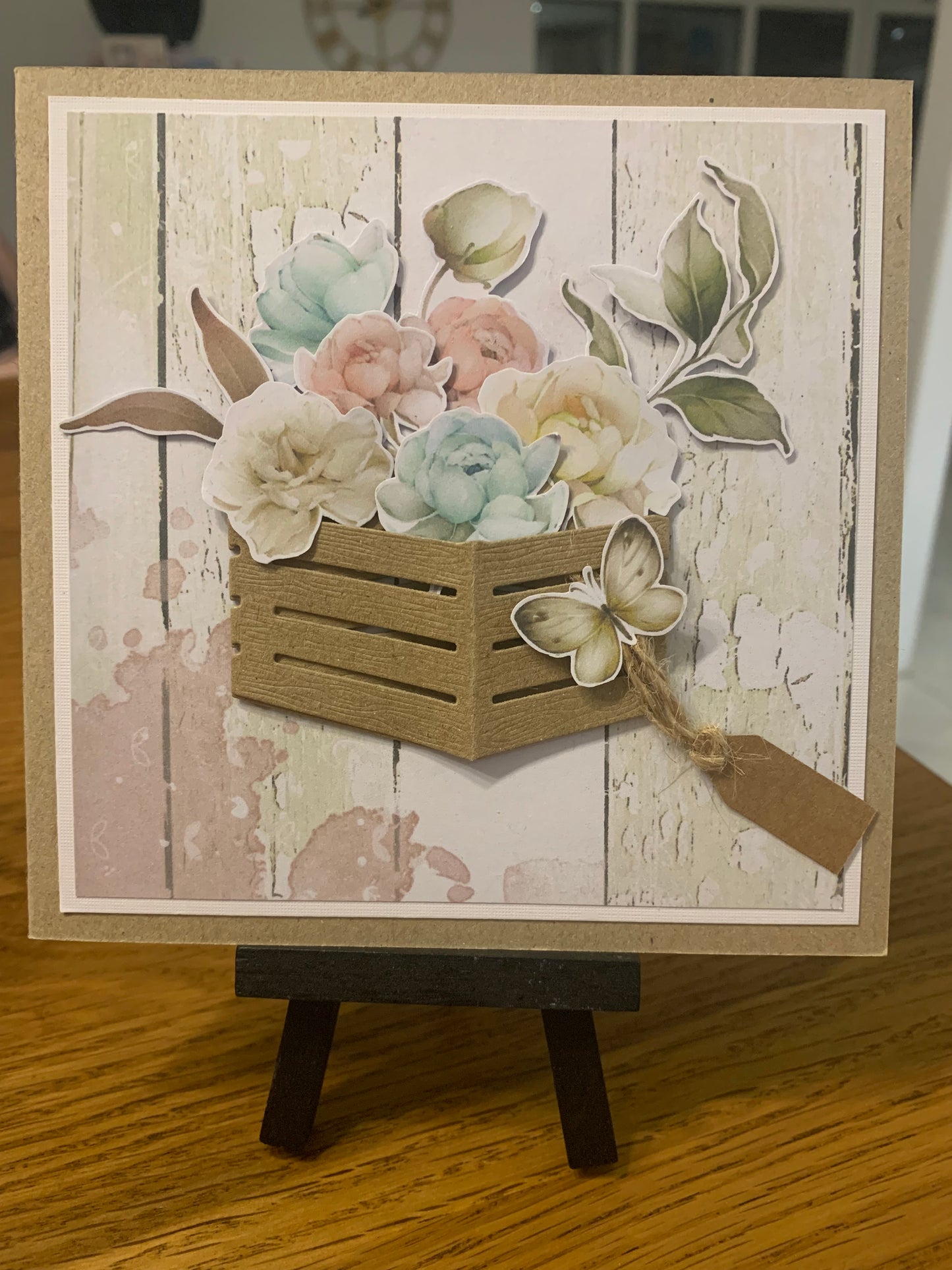 Floral crate card w butterfly