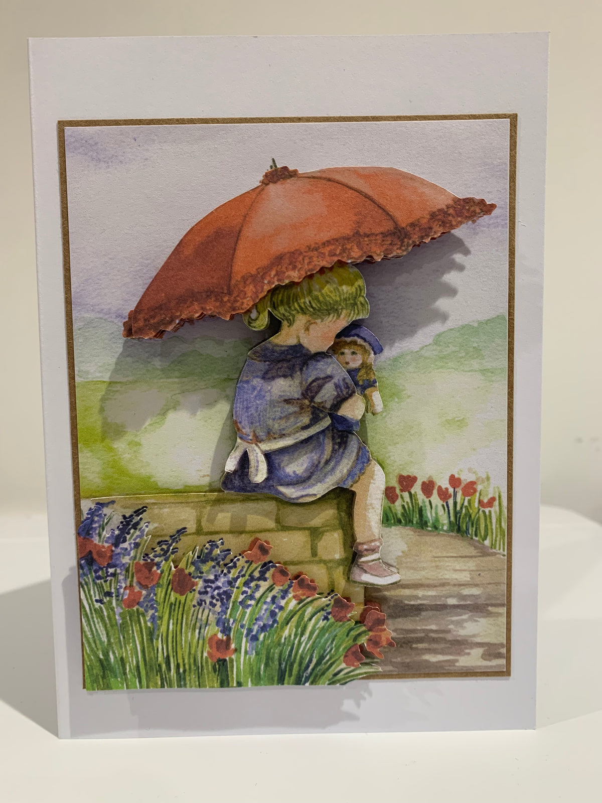 Girl with umbrella card