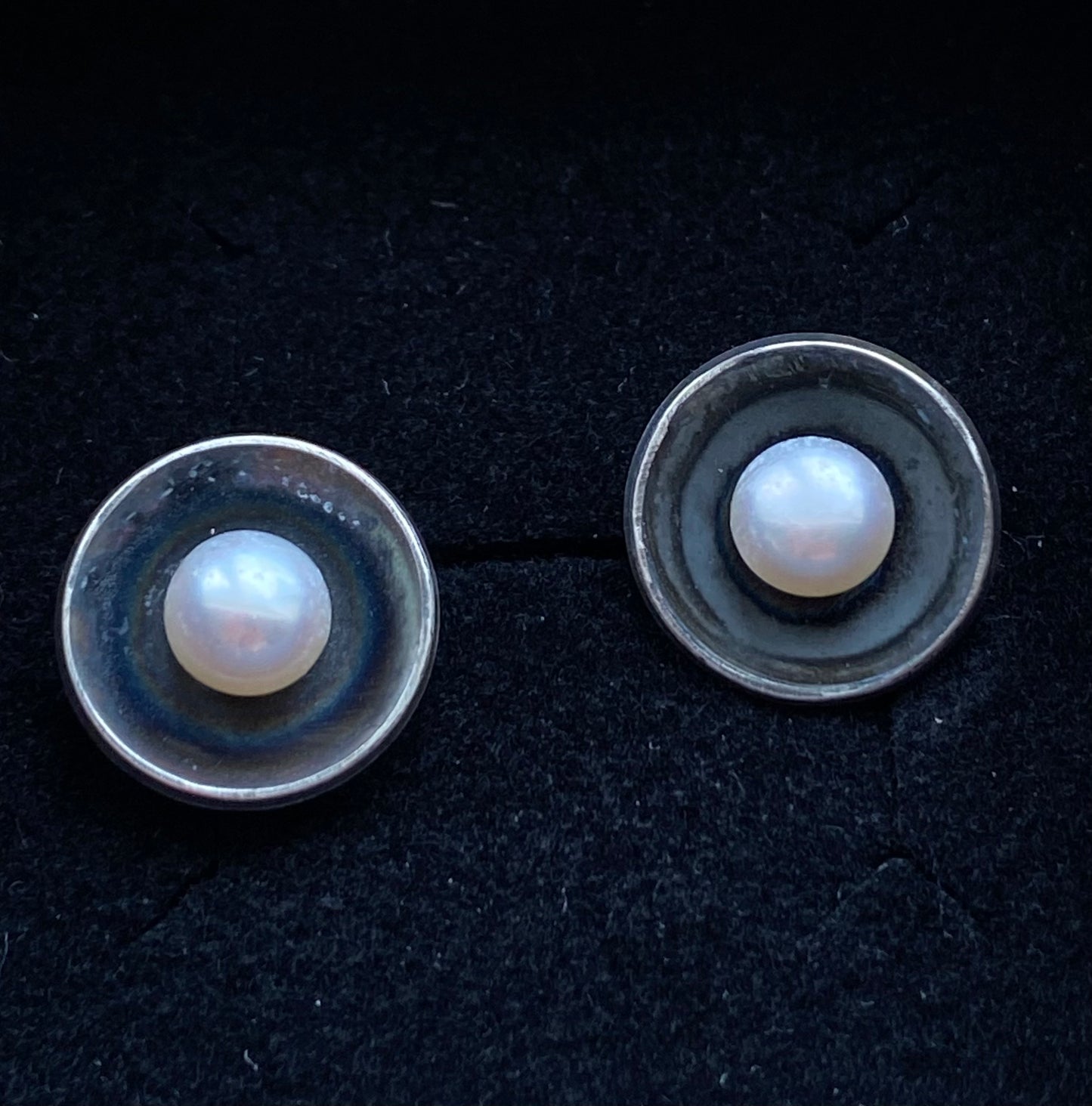 Button Pearl Sterling Silver Earrings
