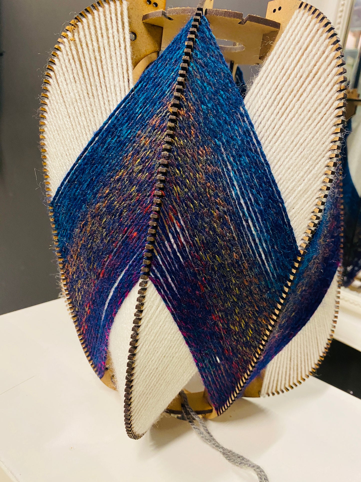 Dark Blue Aurora & Cream Lampshade