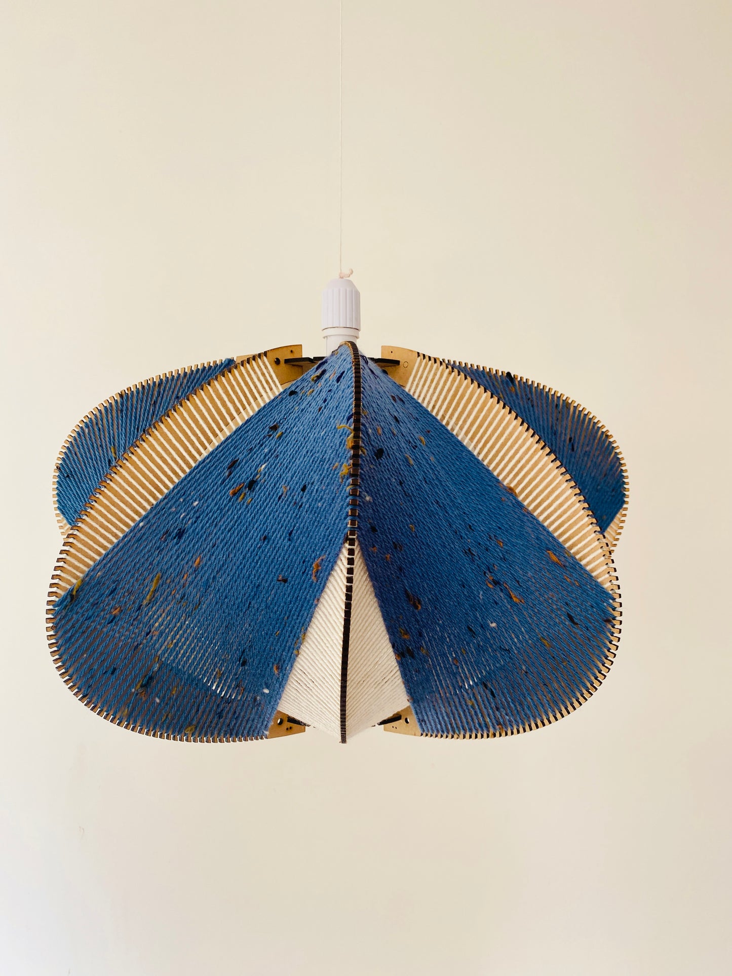 Blue Tweed & Cream Oval Lampshade