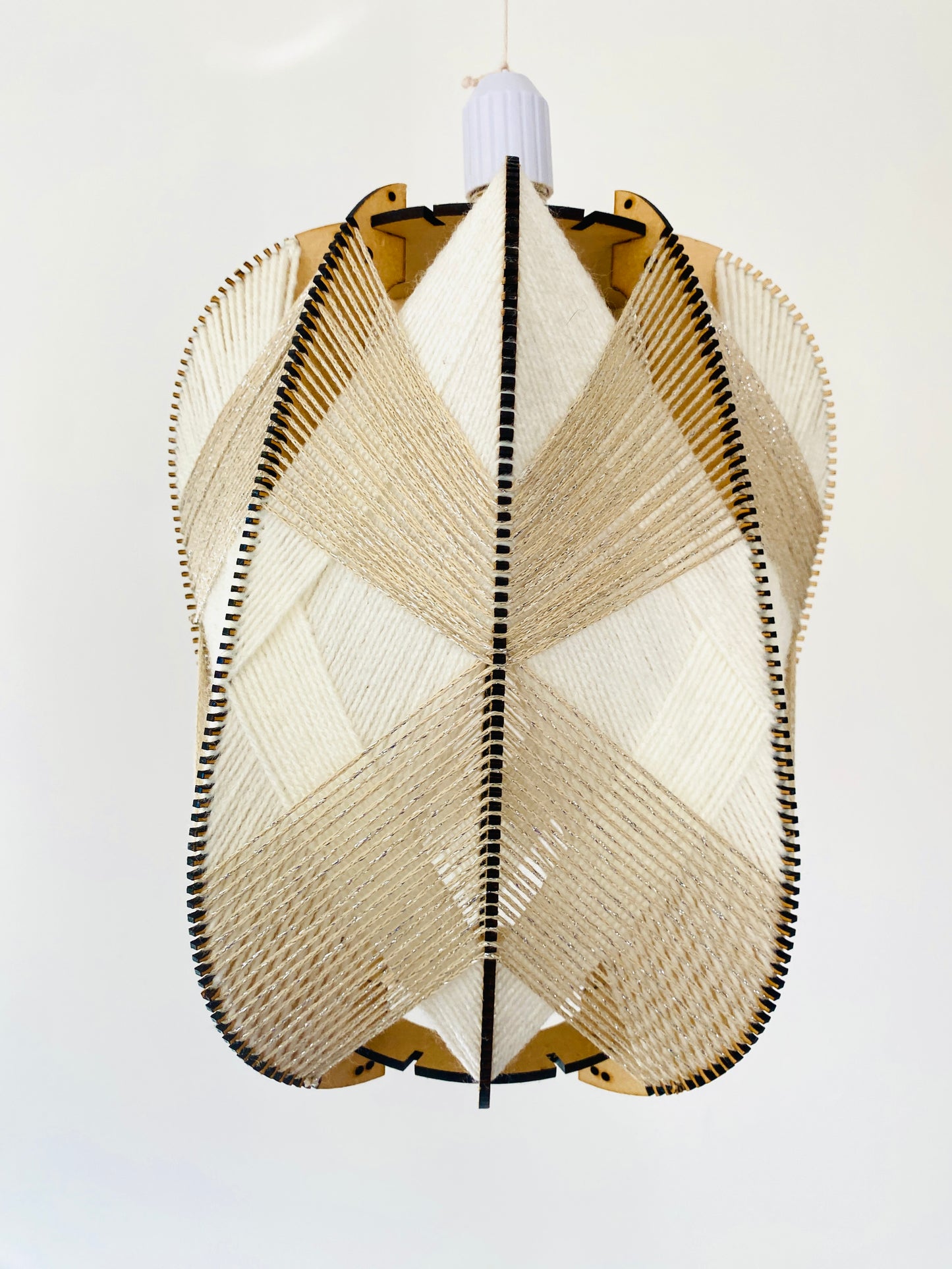 Shimmery Taupe & Creamy White Lampshade