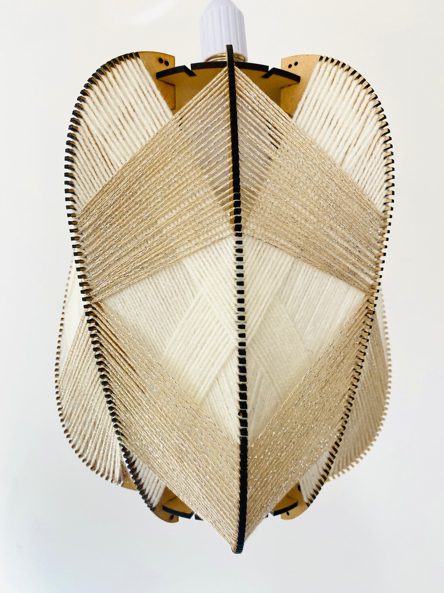 Shimmery Taupe & Creamy White Lampshade