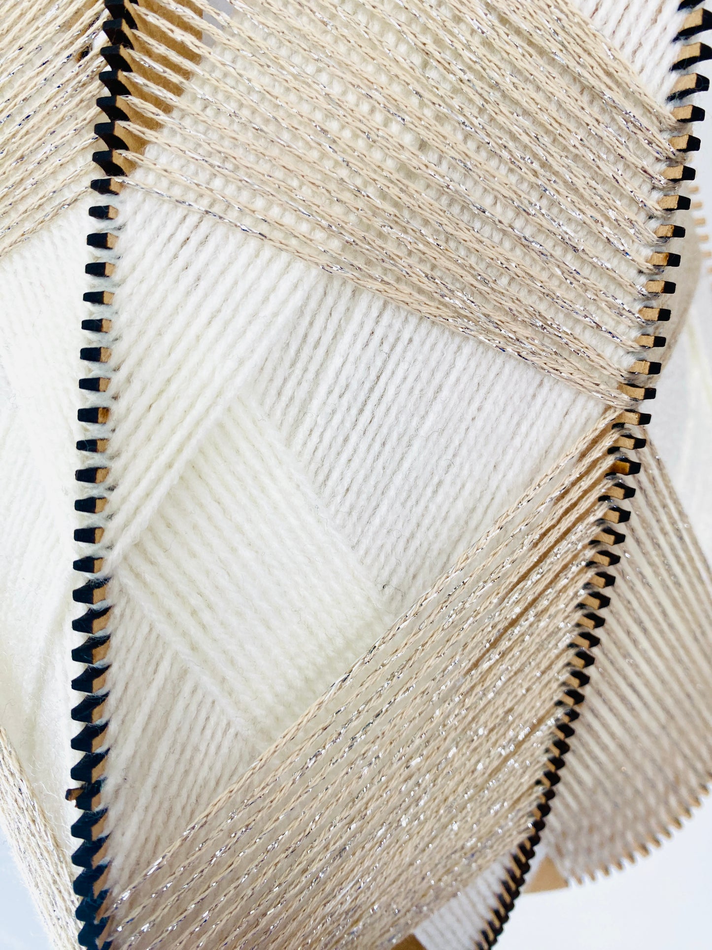 Shimmery Taupe & Creamy White Lampshade