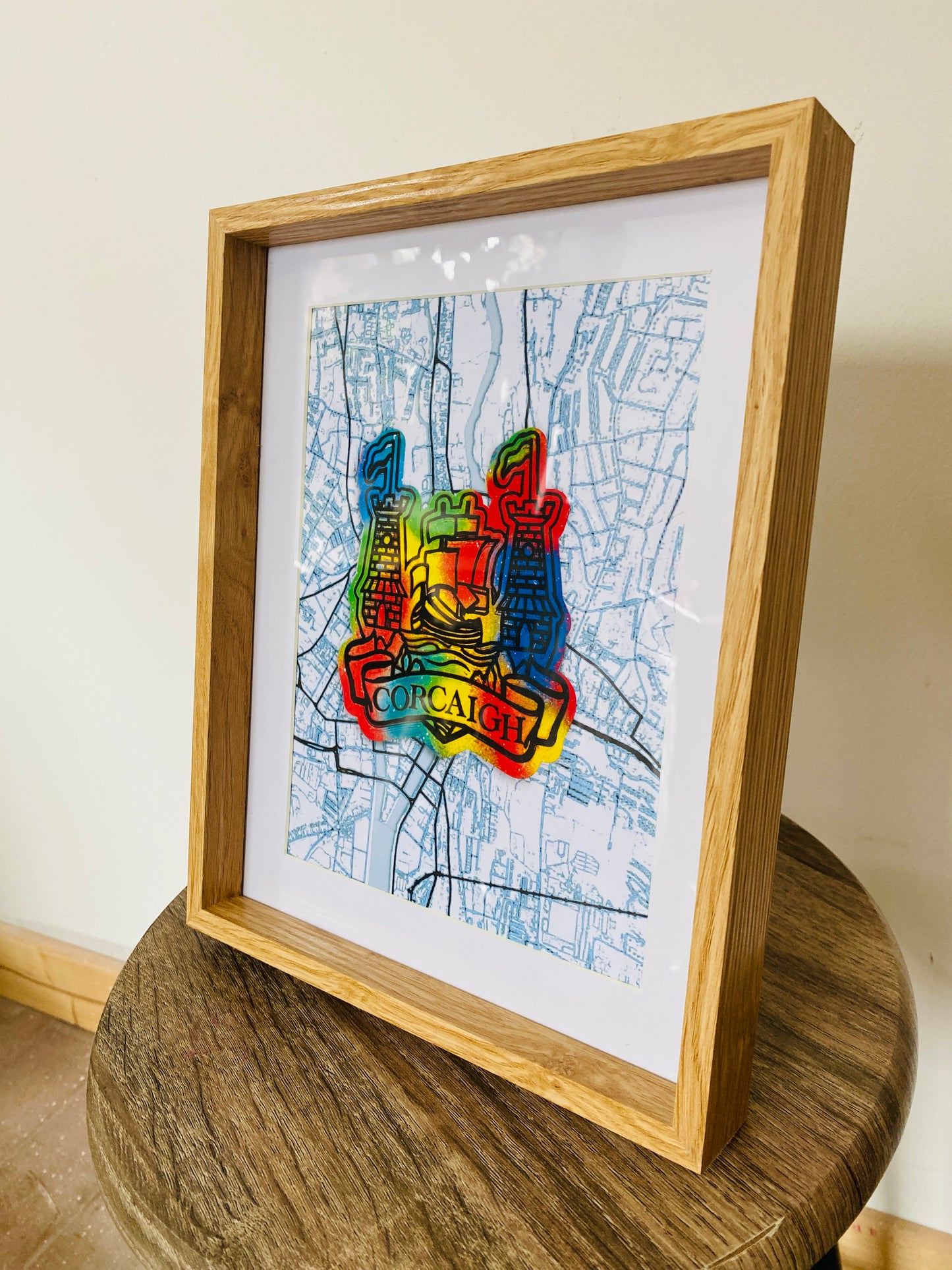 Corcaigh Coat of Arms - Framed Art Print with Cork City Map by Shady