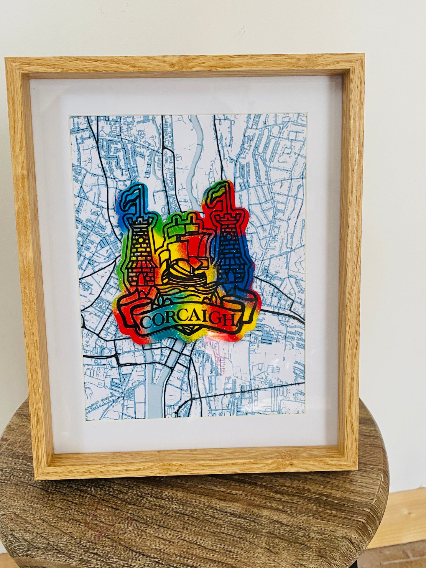 Corcaigh Coat of Arms - Framed Art Print with Cork City Map by Shady