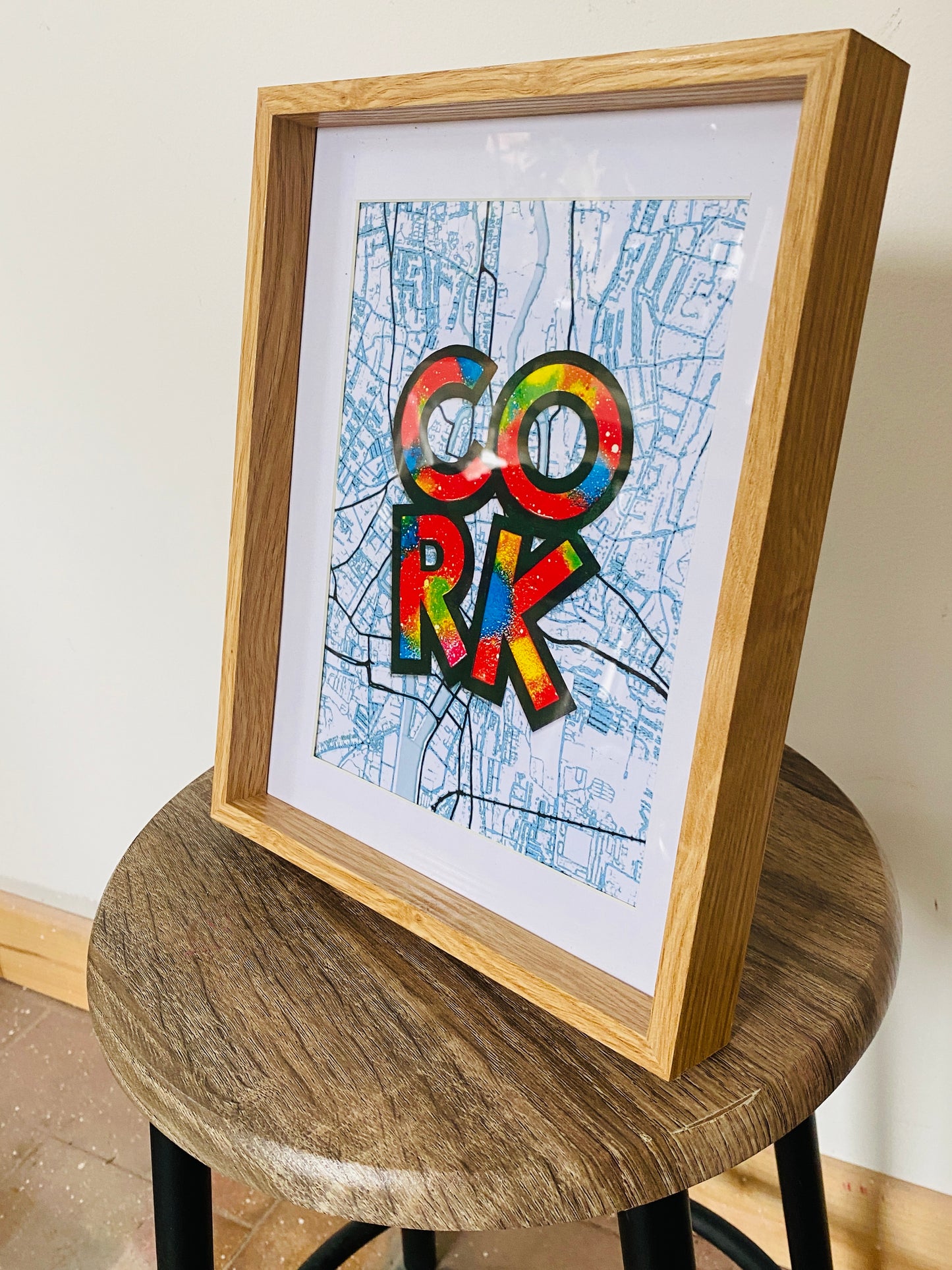 CORK - Framed Art Print of CORK with Cork City Map by Shady