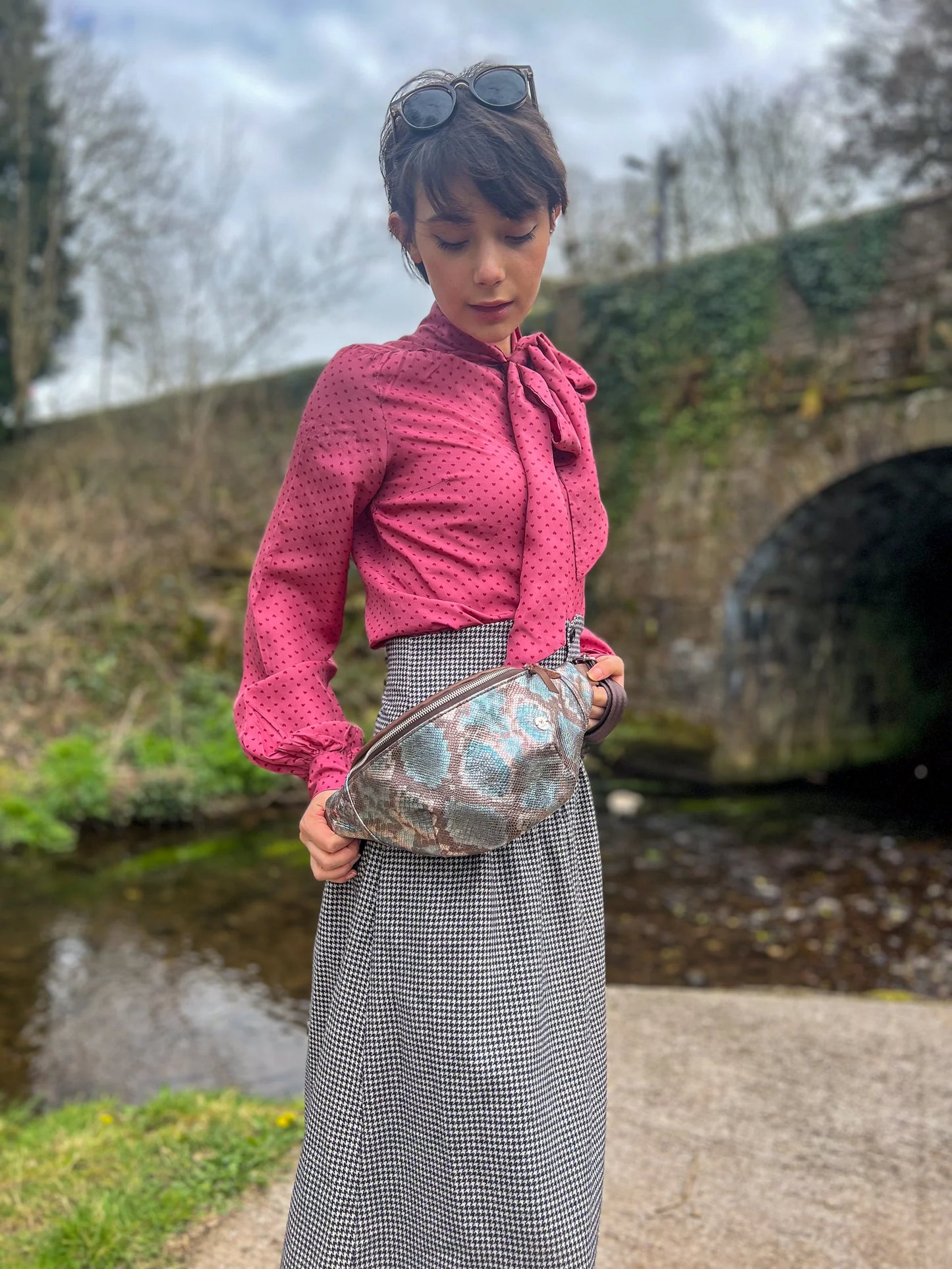 Leather Snake Print Bum Bag