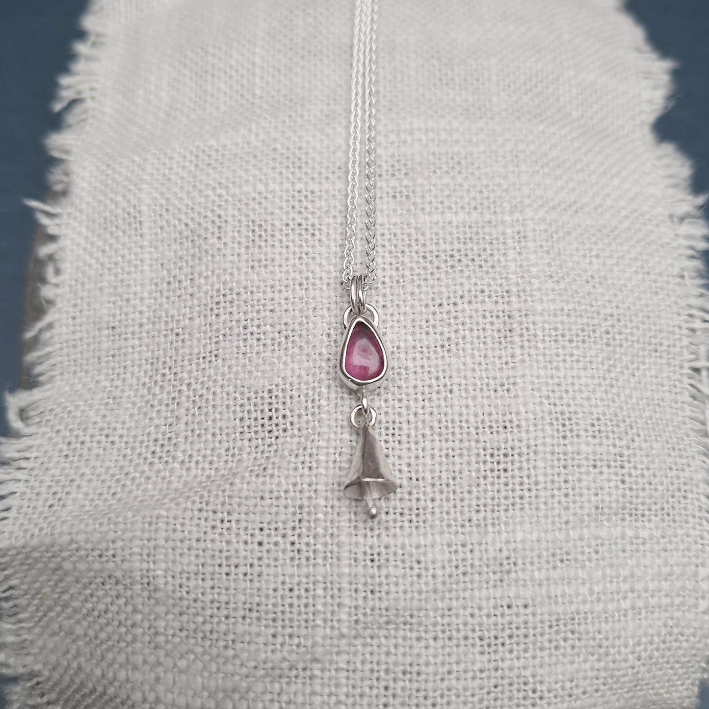 Bell flower and pink tourmaline pendant