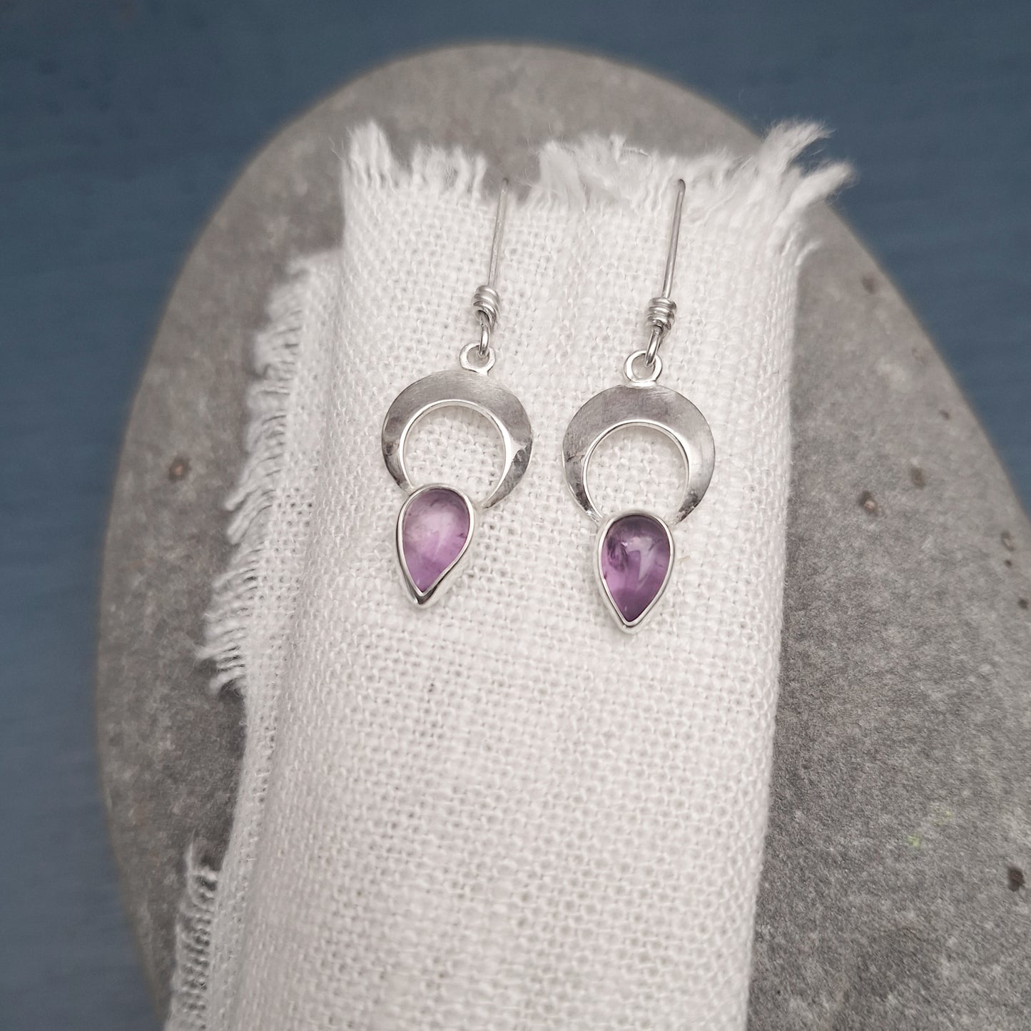 Amethyst moon earrings