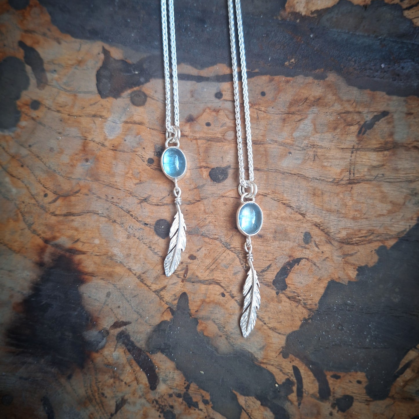 Kyanite feather pendant