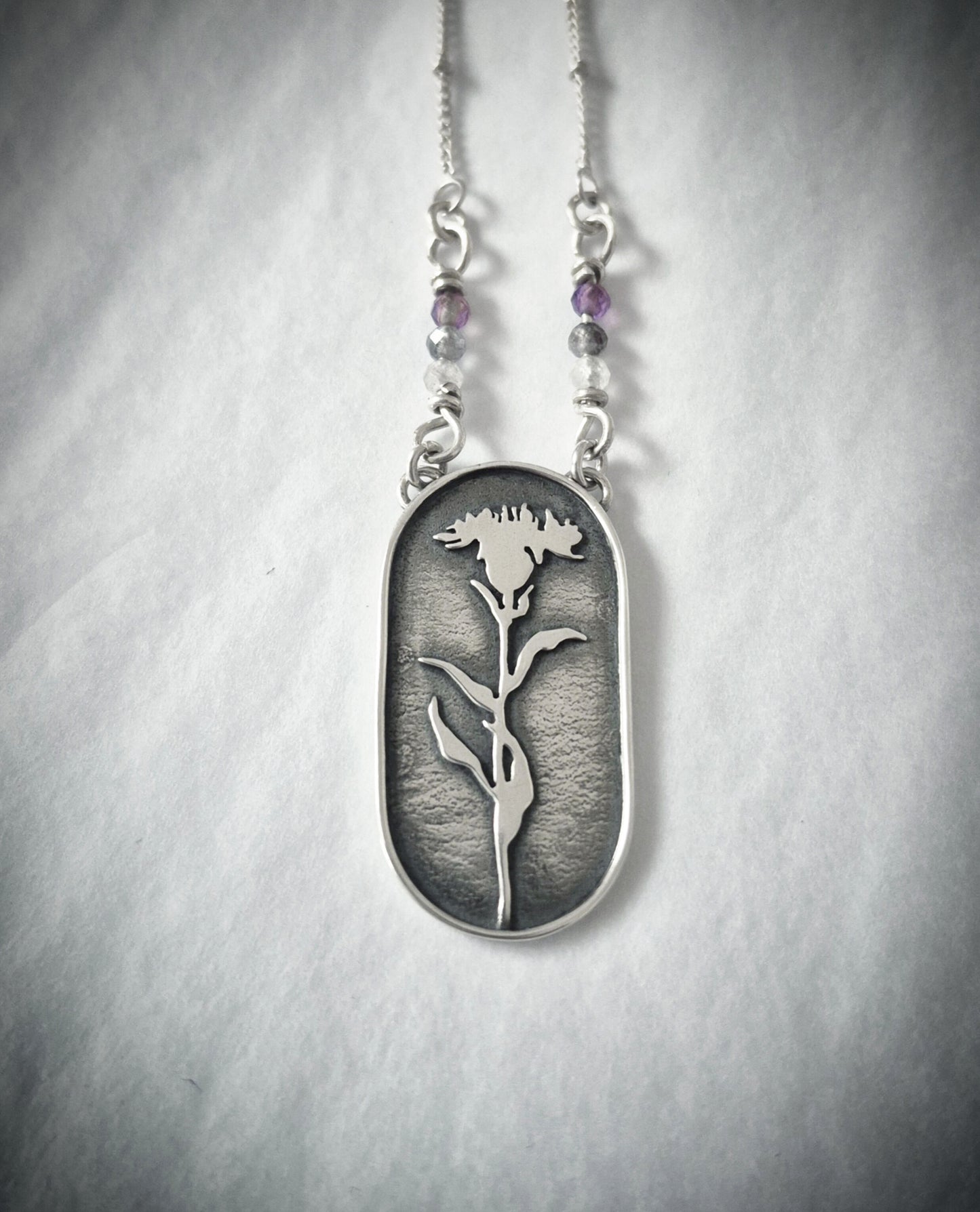 Thistle silhouette necklace