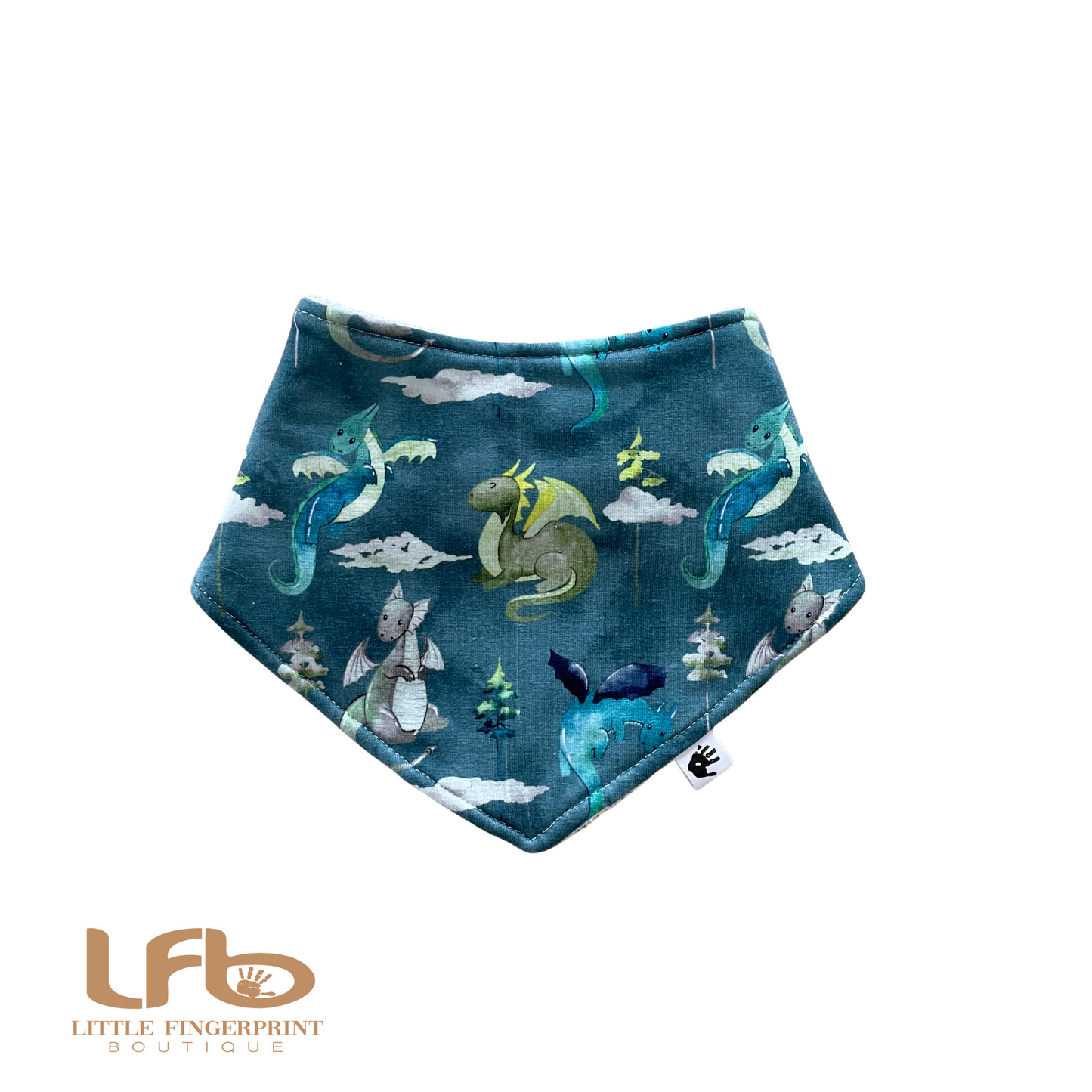 Dragons print - Handmade Baby Bandana Bib โ Absorbent Dribble Bib for Teething Babies (0-24 Months)