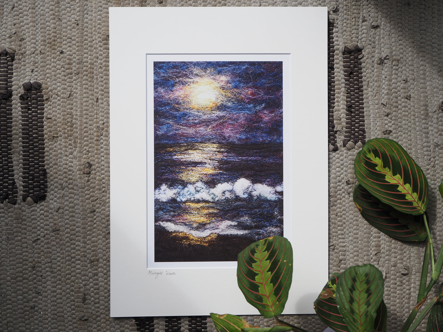 Midnight Waves (Print of Needle Felted Original)